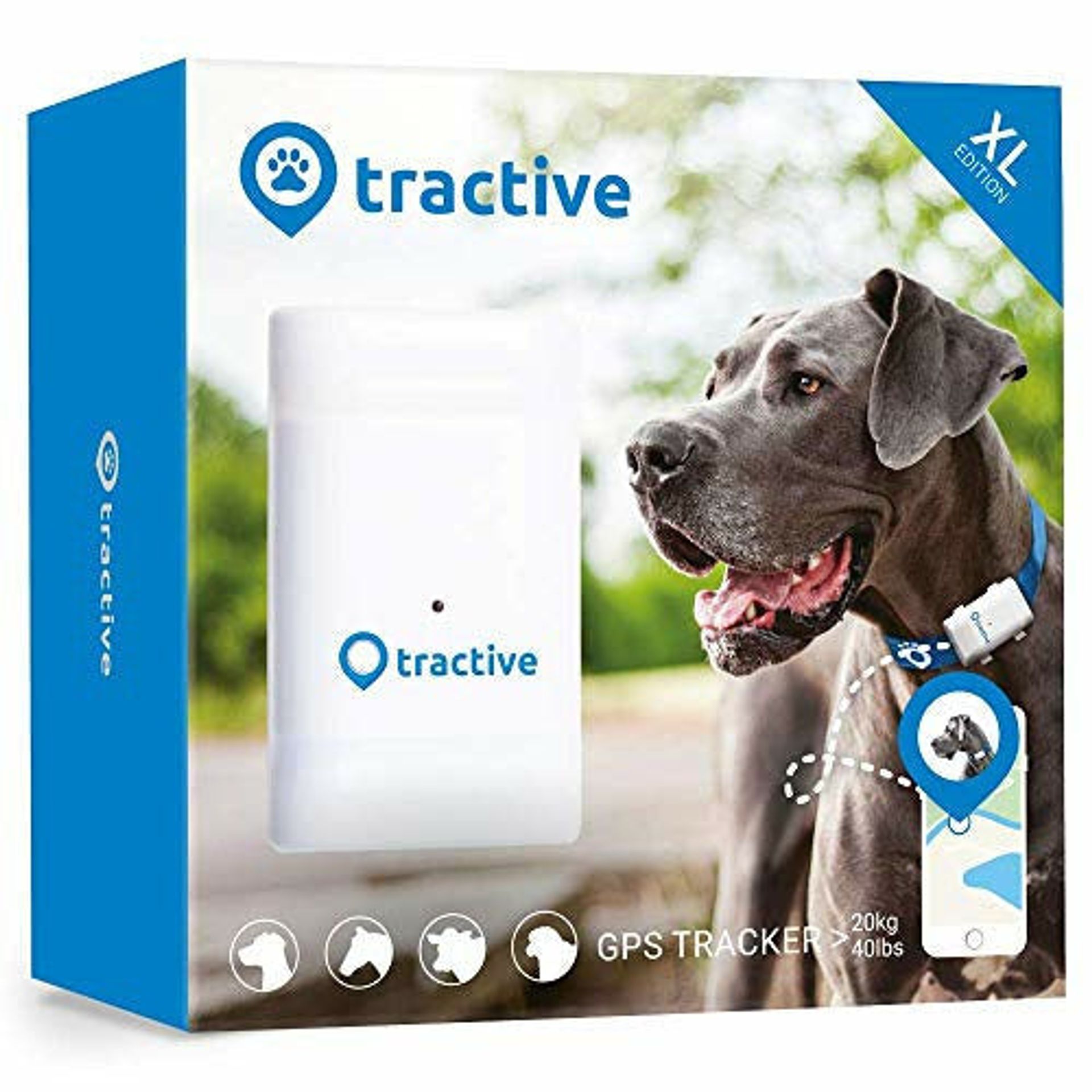 Tractive GPS Tracker XL For Dogs - Location Tracker With 6 Week