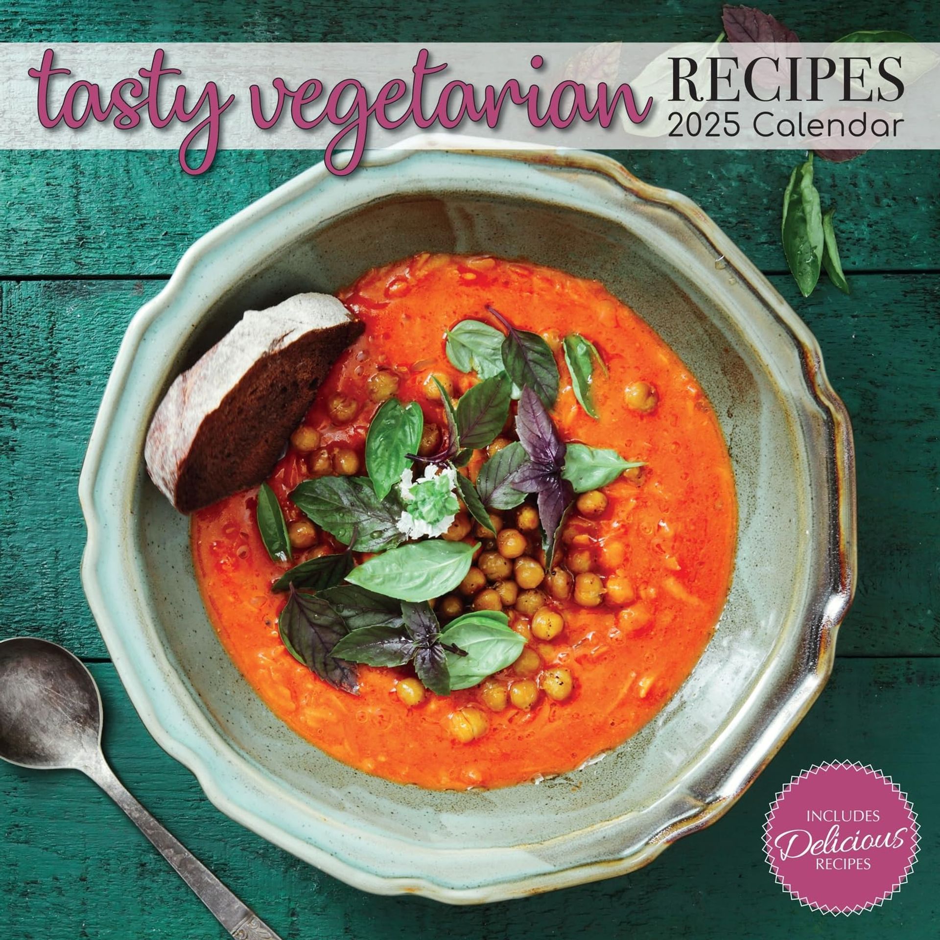 2025 Vegetarian Recipes 16-Month Wall Calendar with 180 Reminder Stickers - Ideal Gift for Food Lovers