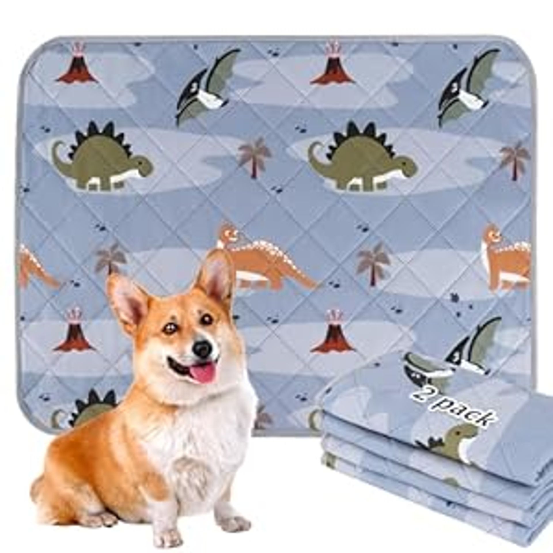 Washable Dog Pee Pads 2 Pack, Reusable Leakproof Training Pads, Non-Slip Waterproof Mat for Puppies, Senior Dogs & Cats, 90x90cm