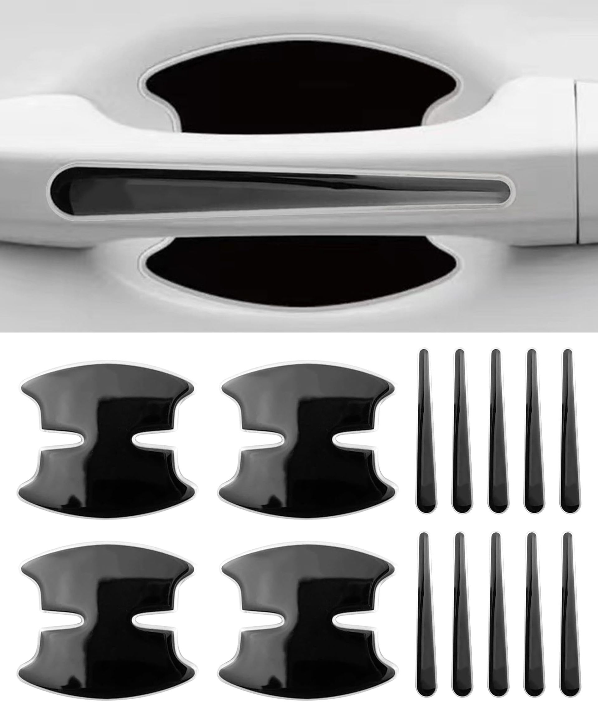 14PCS Black Car Door Handle & Bowl Protectors - Scratch-Resistant PVC for Cars, SUVs & Trucks