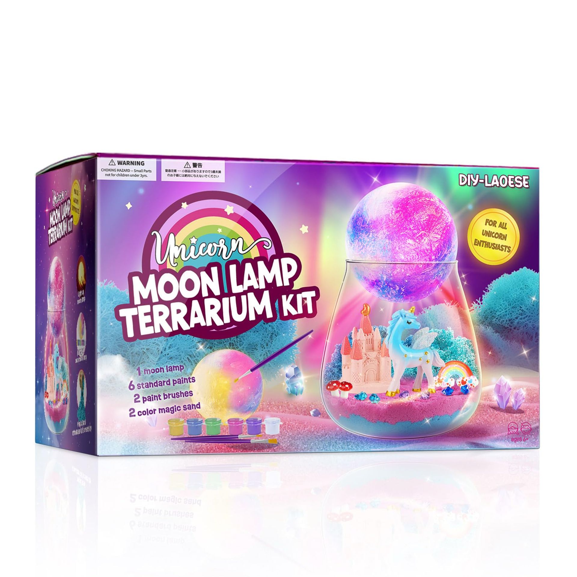 Unicorn Terrarium Kit for Kids with Light Up Moon Lamp – DIY Craft & Educational Toy Gift for Girls Ages 4-12