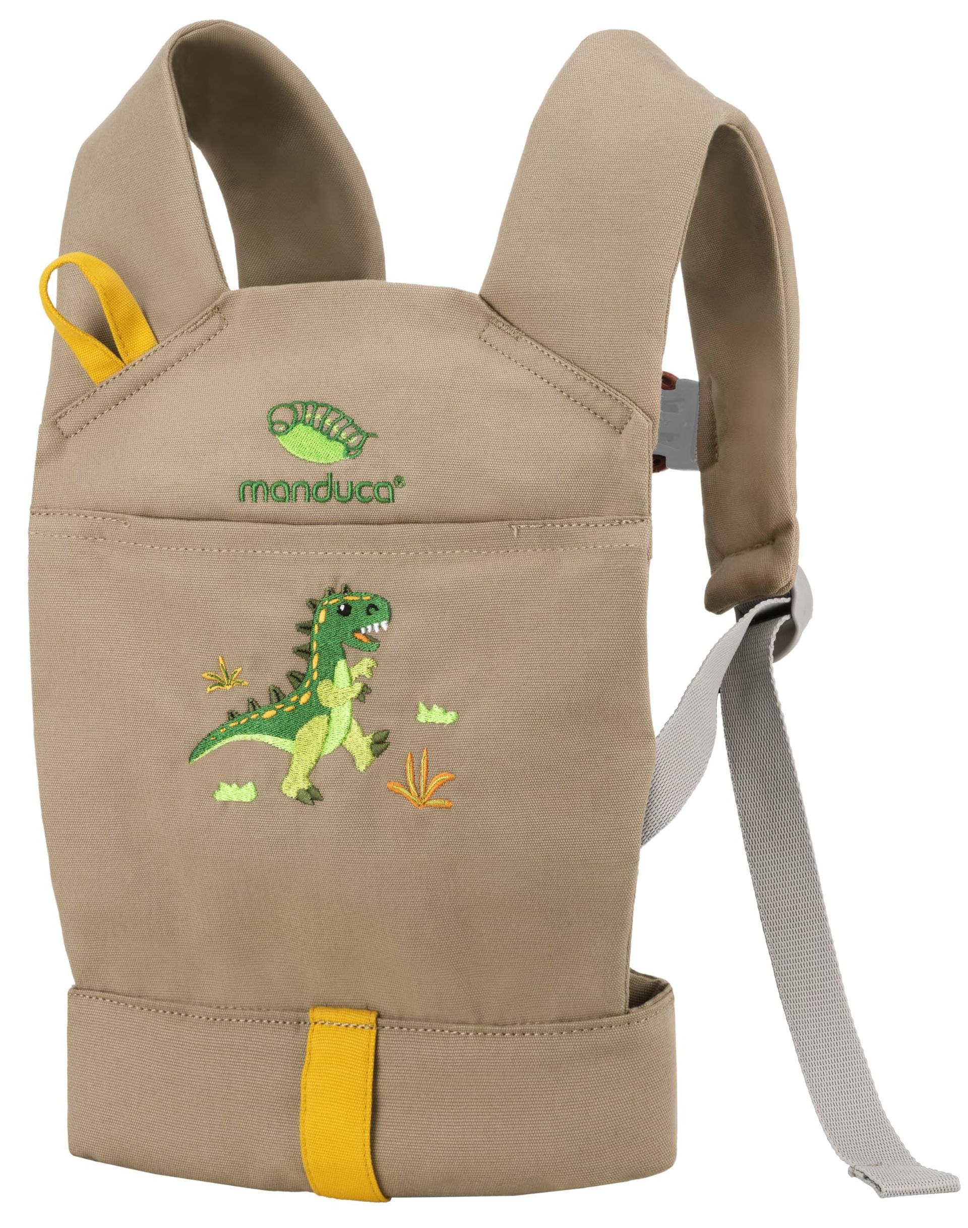 Doll Carrier for Toddlers Organic Cotton Adjustable Toy Sling by manduca - T-Rex Style