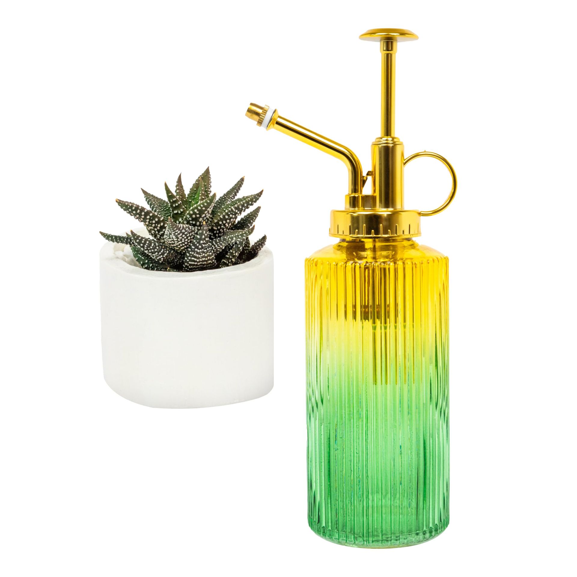 Useful Co. Yellow & Green Glass Plant Mister for inside, Mister for Plants, Plant Sprayer Mister, Decorative Plant Mister Spray Bottle with Adjustable Nozzle for indoor plants (230ml/ 7.8oz)