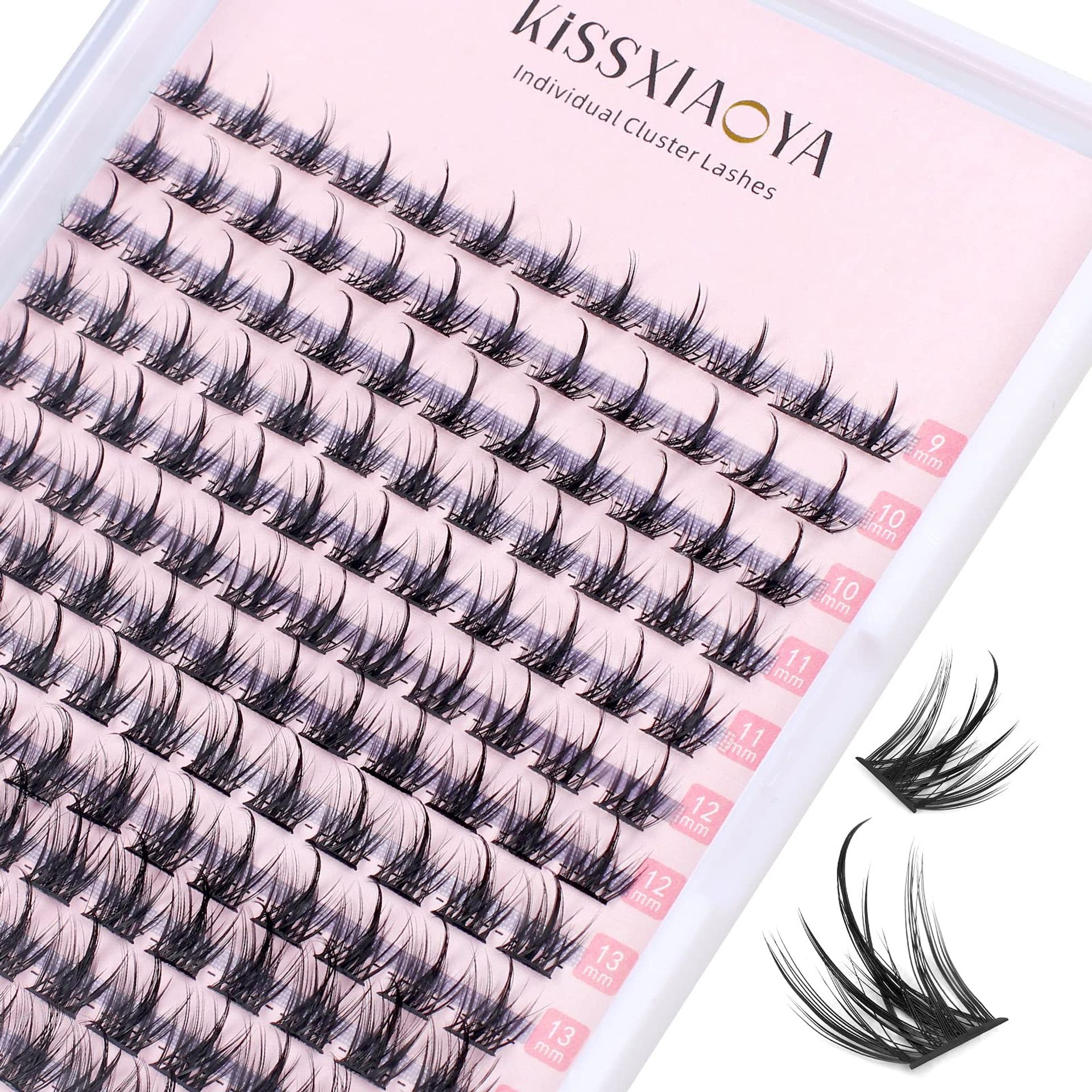 Cluster Lashes Extensions, 144Pcs, D Curl Mix 9-15mm, Soft Natural False Eyelashes for DIY Eyelash Extension