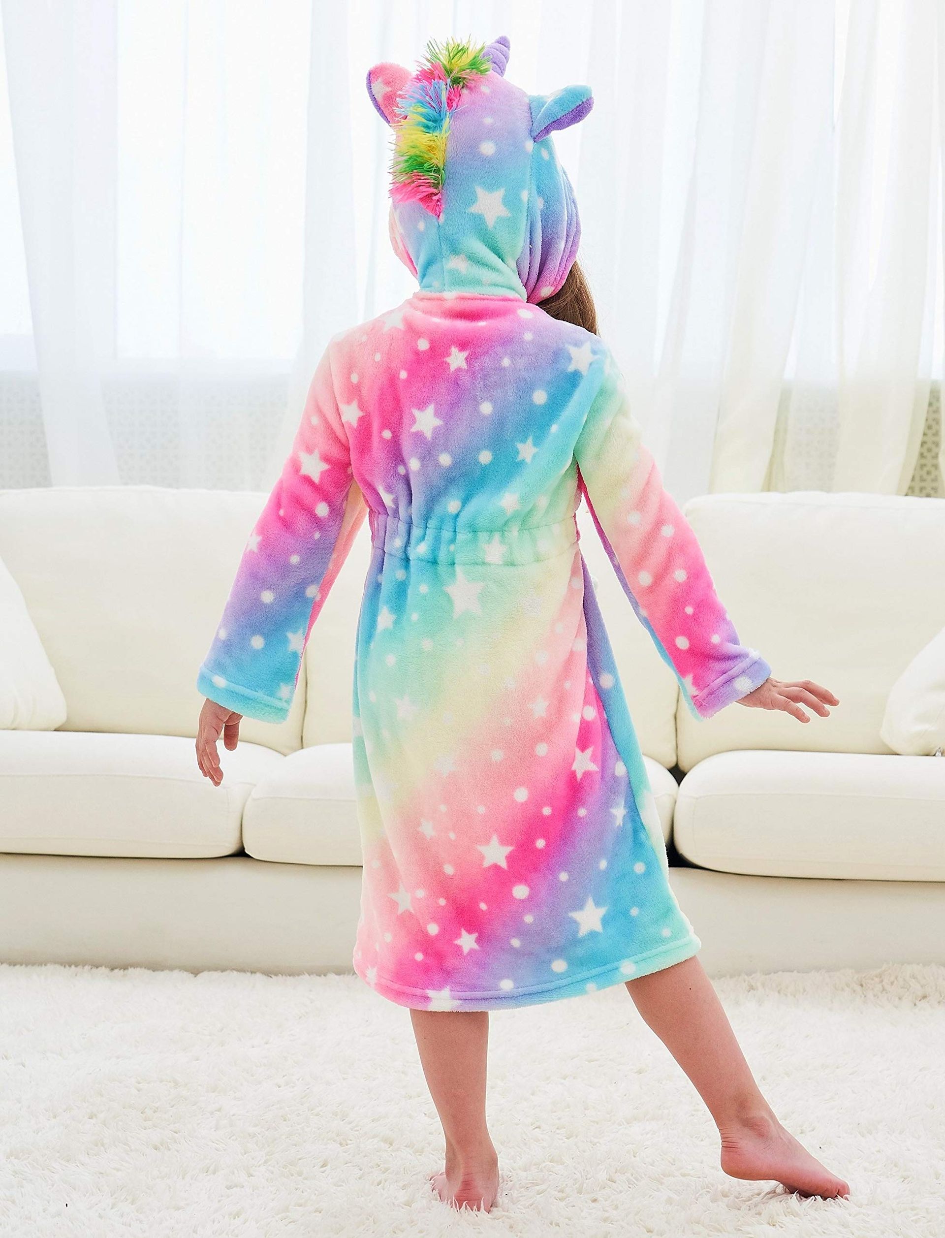 Girls Unicorn Dressing Gown with Slippers 8-9 Years