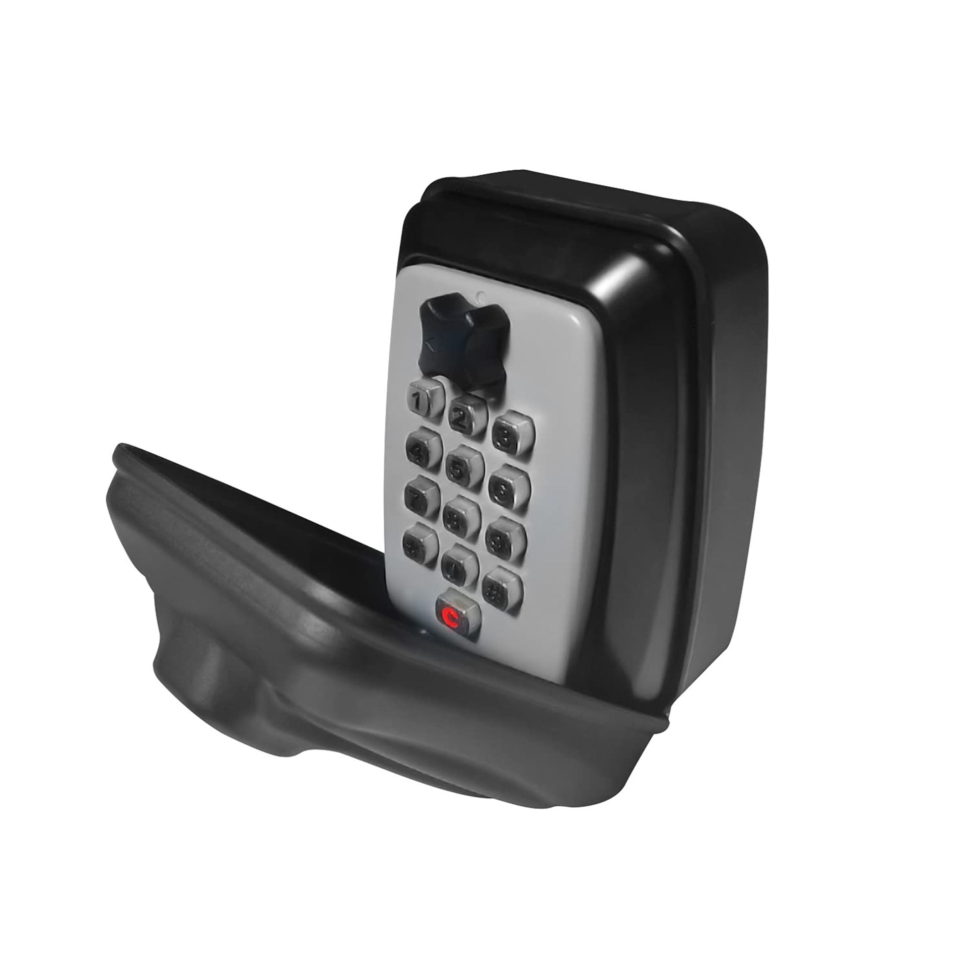 SISAV Push Button Lock Box,Outdoor Wall Mounted Key Storage Box with 10-Digit Keyboard Resettable Code,Protective Shell for Outside Weatherproof,Large Capacity,for Home,Outdoor,With Shackle