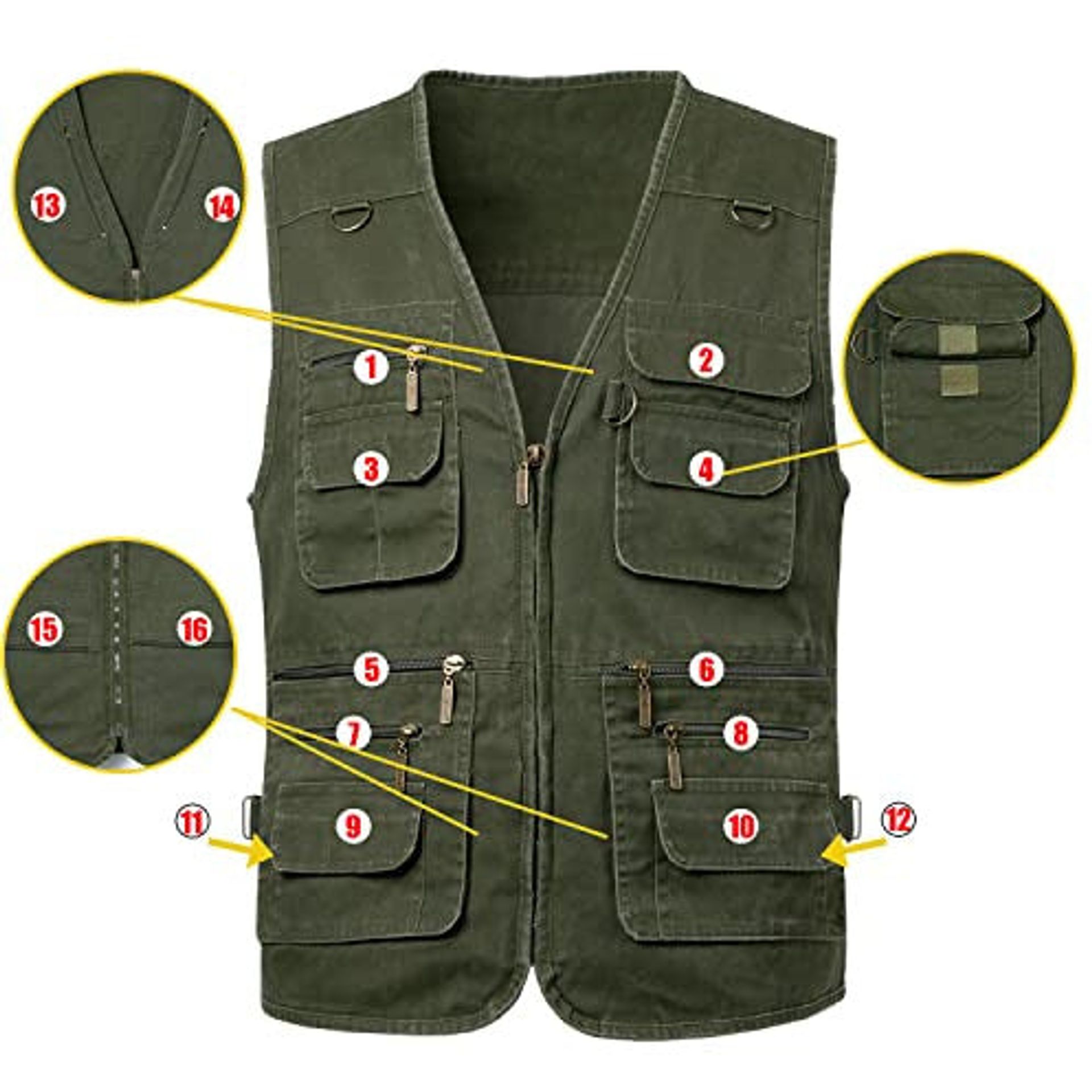 KTWOLEN Men's Summer Outdoor Fishing Vest - Multi-Pocket Lightweight Mesh Utility Vest For Hiking, Photography