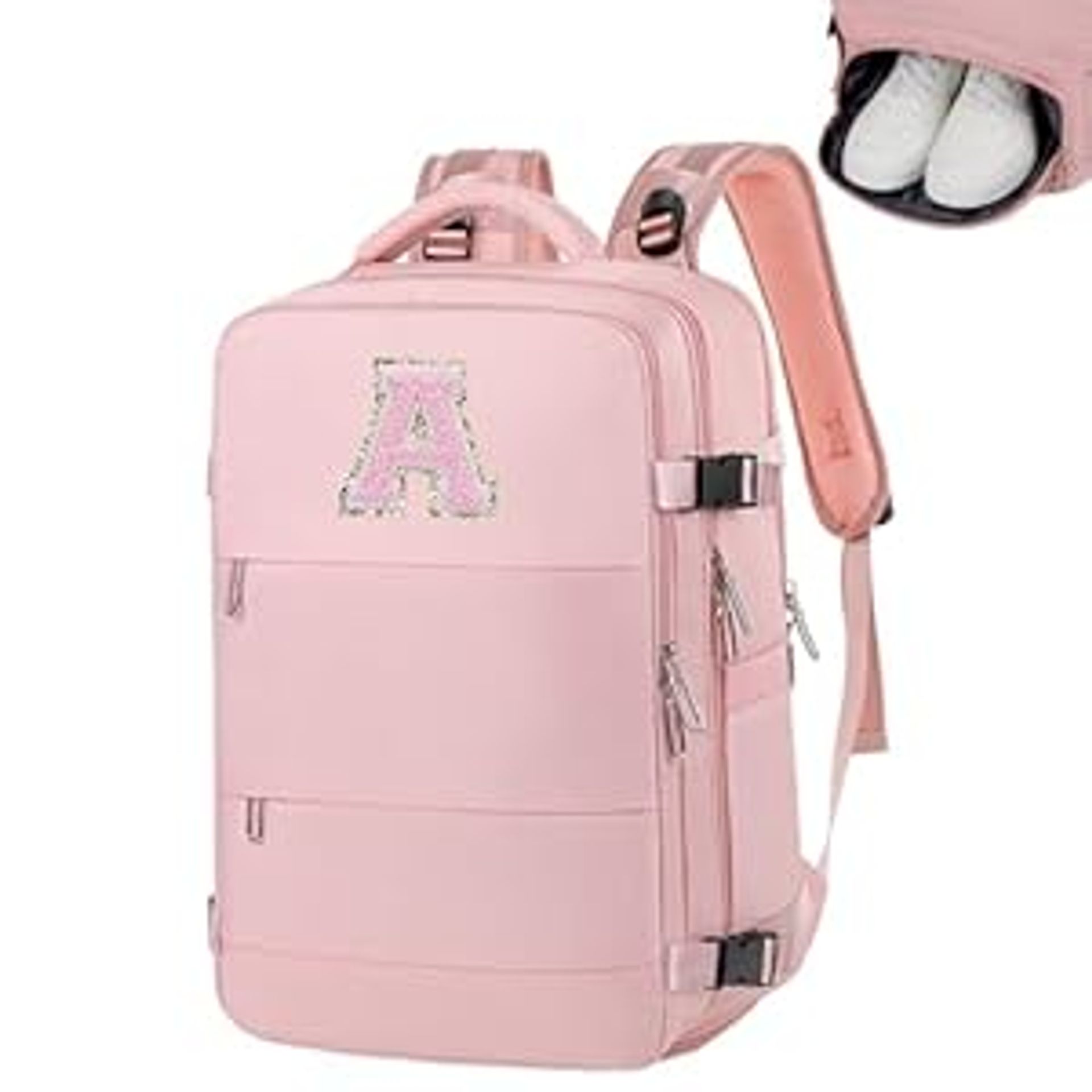 Women's Laptop Backpack Personalised Cabin Rucksack 40x20x25 Underseat Carry-On College & Work Bag - Pink 17.7x11.8x7.87 inches