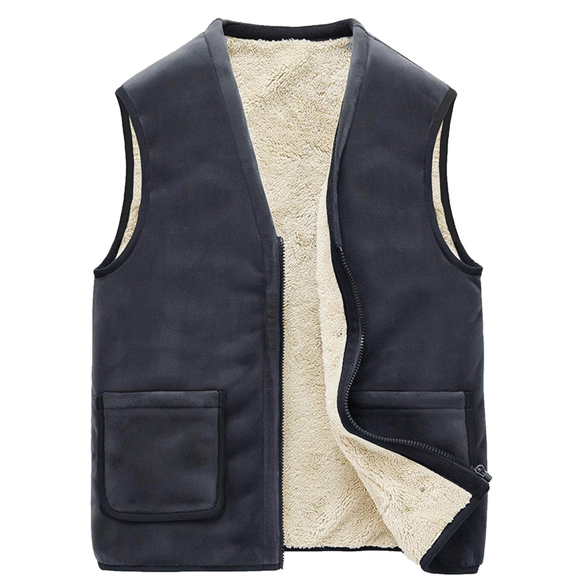 Men's Padded Gilet Lightweight Body Warmer Quick-Drying Fleece Lined Vest for Outdoor Sports, Hiking & Travel - Grey XXL