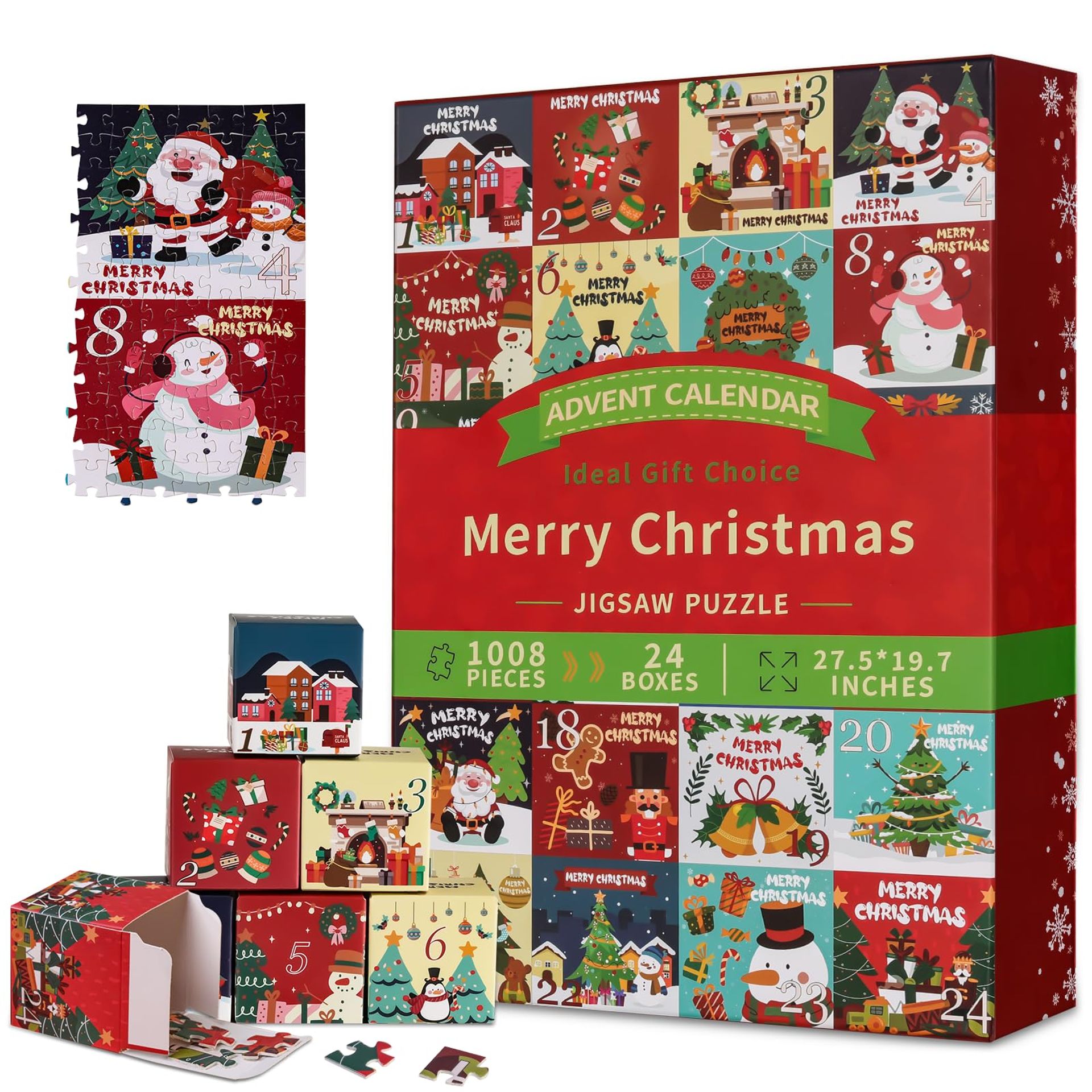 Advent Calendar 2024 Puzzle - 1008 Piece Christmas Jigsaw Countdown for Kids & Adults