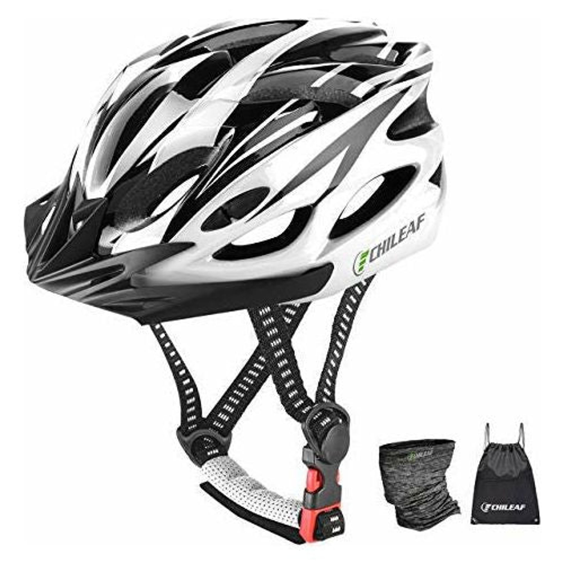 Chileaf Adult Bike Helmet 56-64Cm With Visor, Sports Face Scarf, 18 Vents