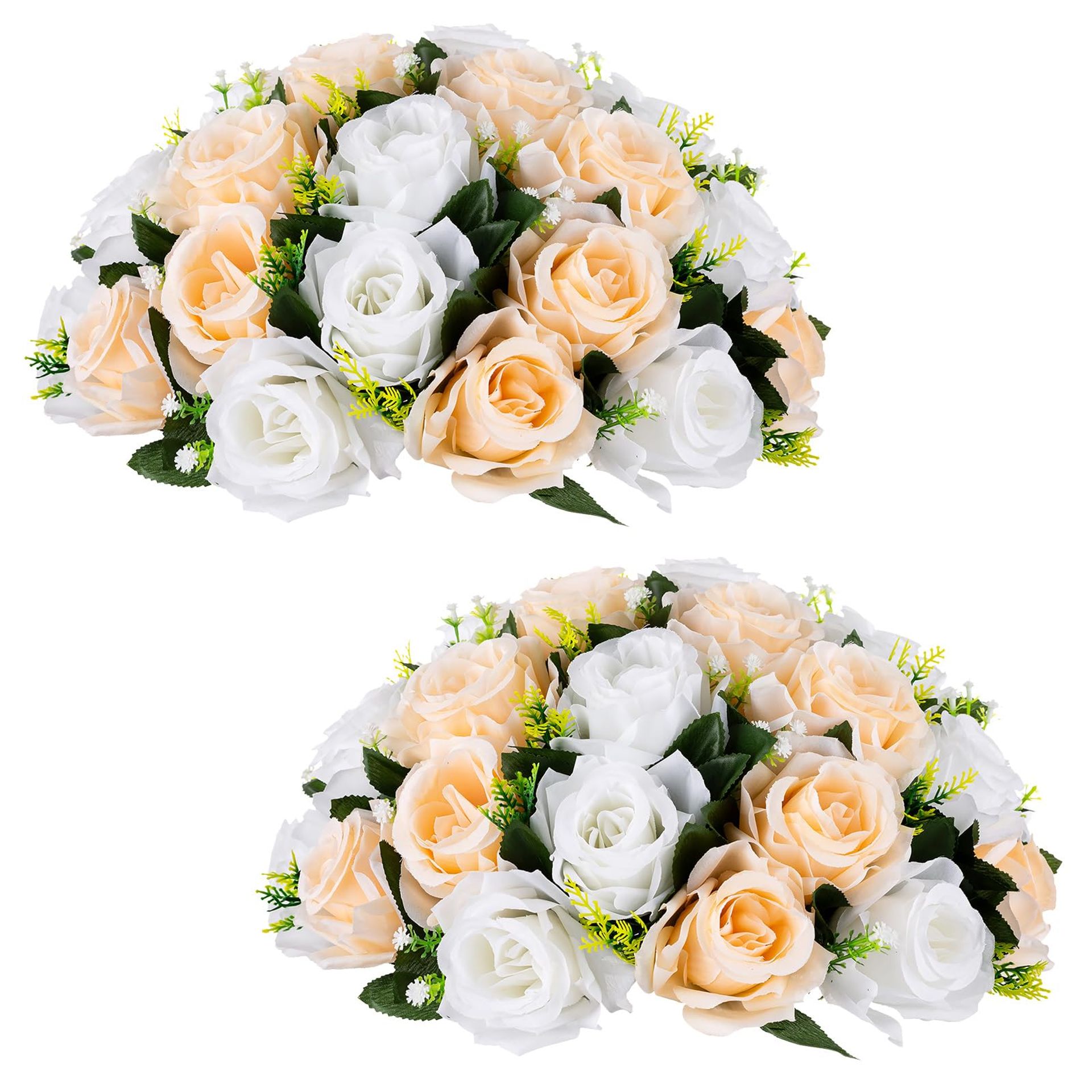 Nuptio Kunstmatige Bloem Centrepieces voor Tabellen - 6 Stuks Witte Bloemen 50cm Lange Nep Zijde Bloemen Rozen Regelingen voor Bruiloft Partij Tafel Loper Dineren Woonkamer Schouw Decoraties
