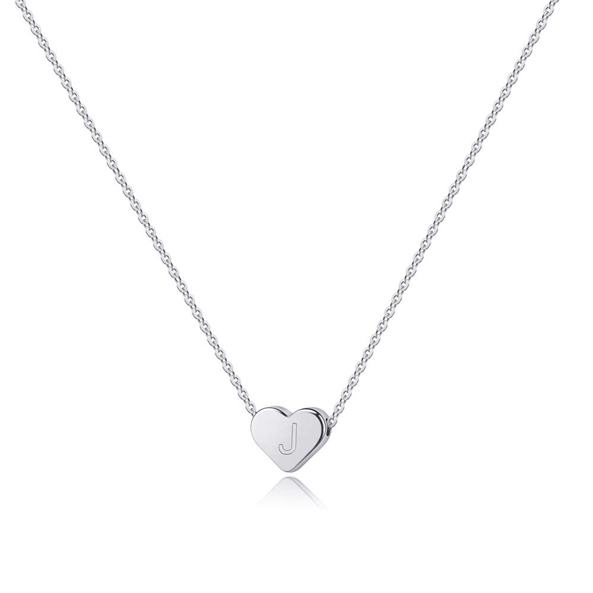 Elegant Silver Initial J Heart Necklace - Personalised Jewellery with Cubic Zirconia for Women & Girls