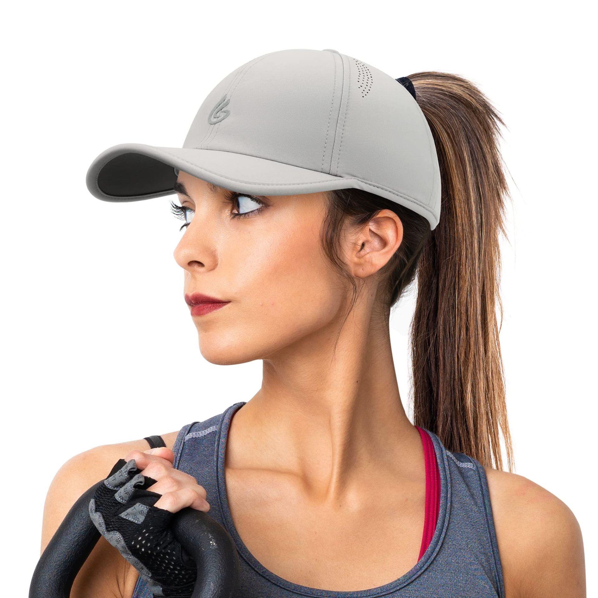 Gisdanchz Light Gray Women's Quick Dry Running Hat with Ponytail Hole - UPF50+ UV Protection