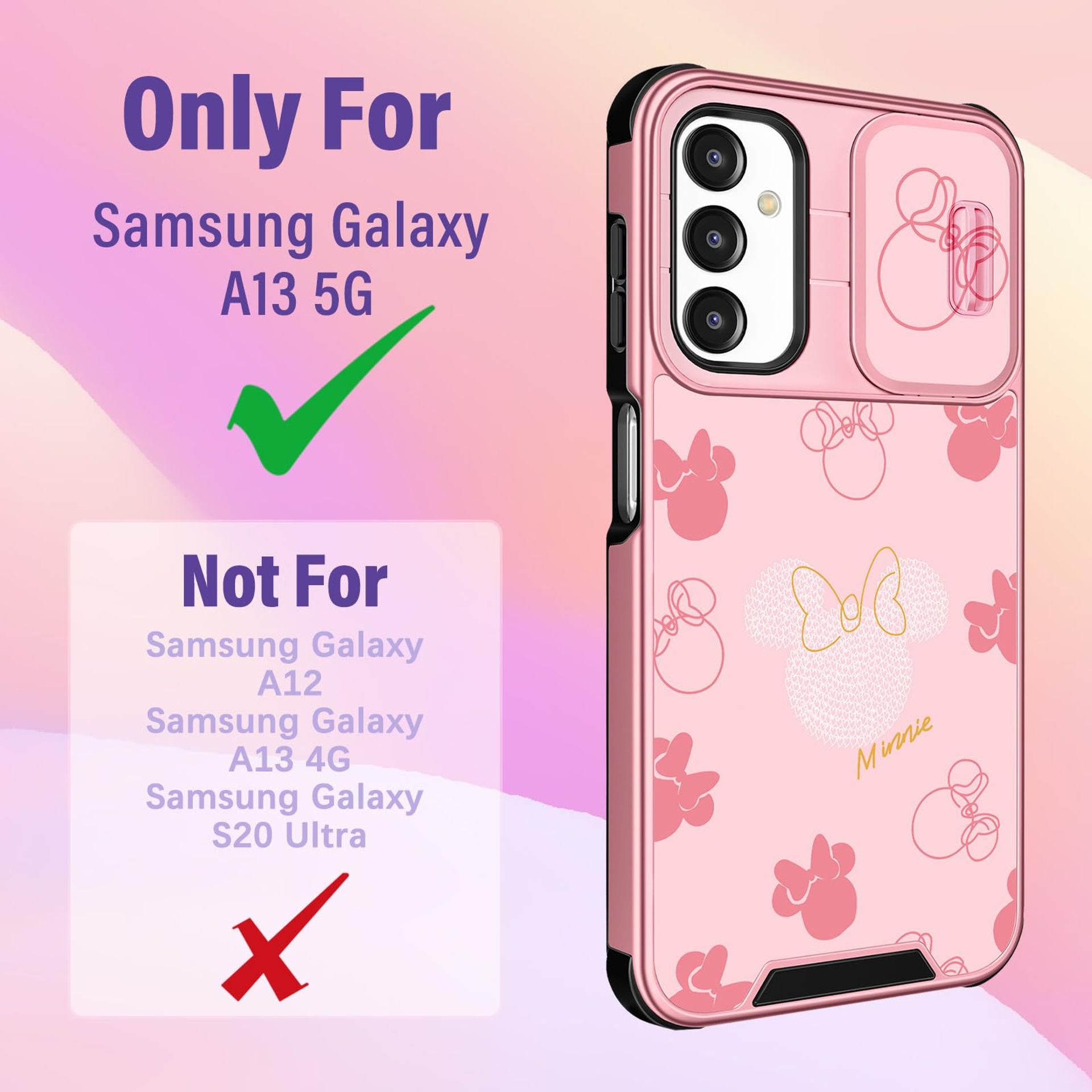 Qerrassa For Samsung A13 Phone Case With Camera Cover+Ring Stand Cute Car