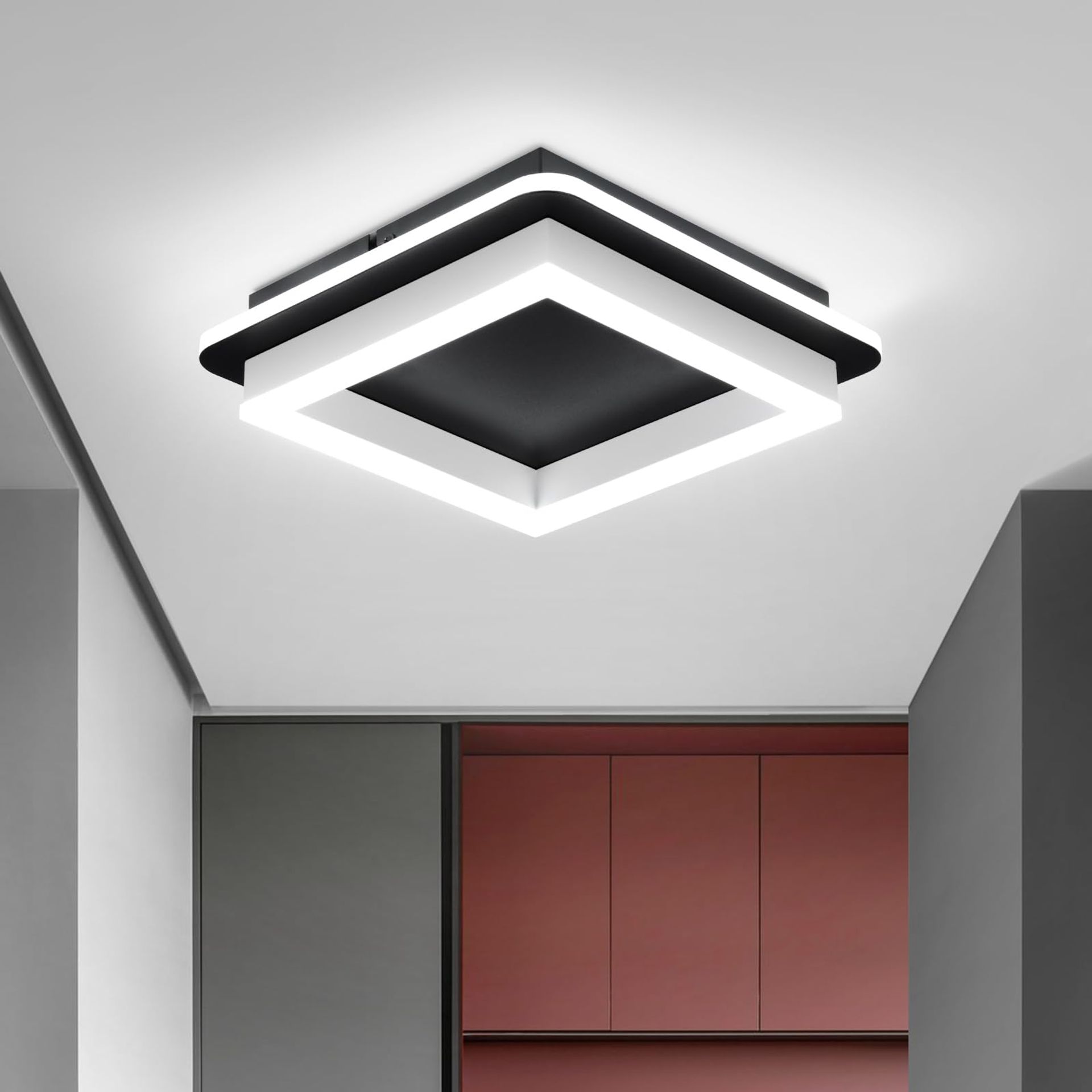 Modern LED Ceiling Light 24W Square Fixture for Bedroom, Kitchen, Living Room & Hallway - Cool White 6000K