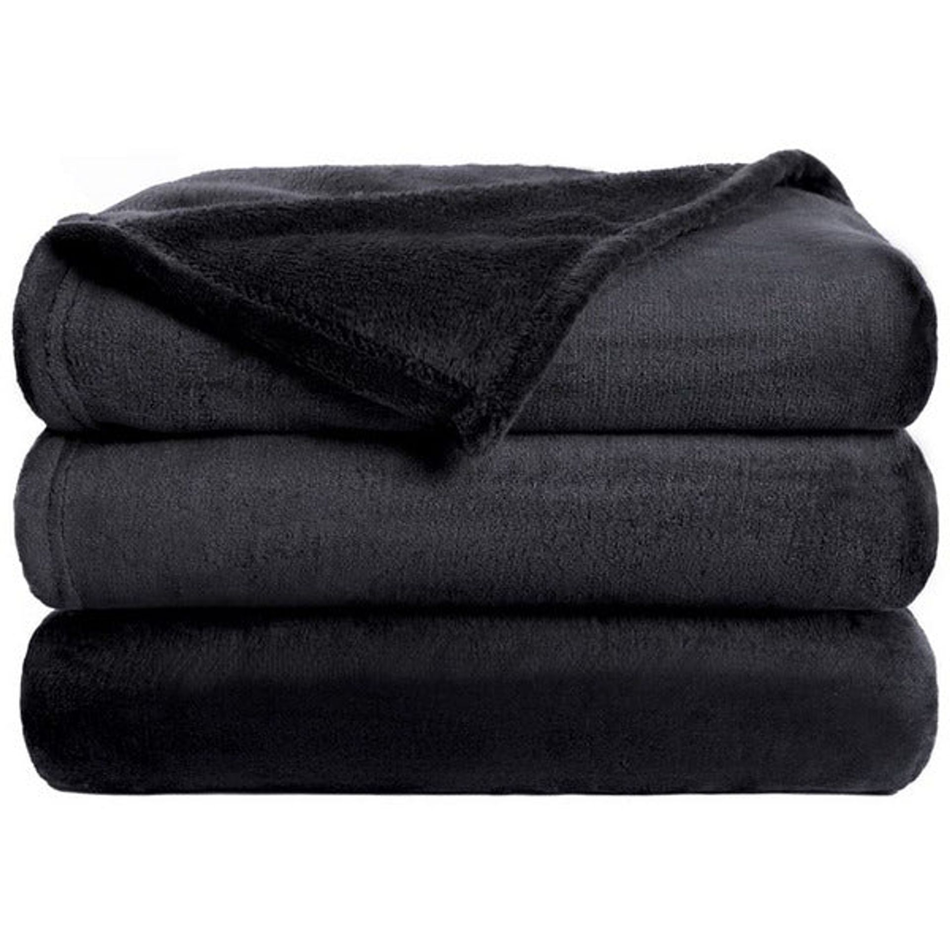 Soft Solid Color Warm Blanket - Lightweight Throw For Sofa, Bed, & Travel, Black