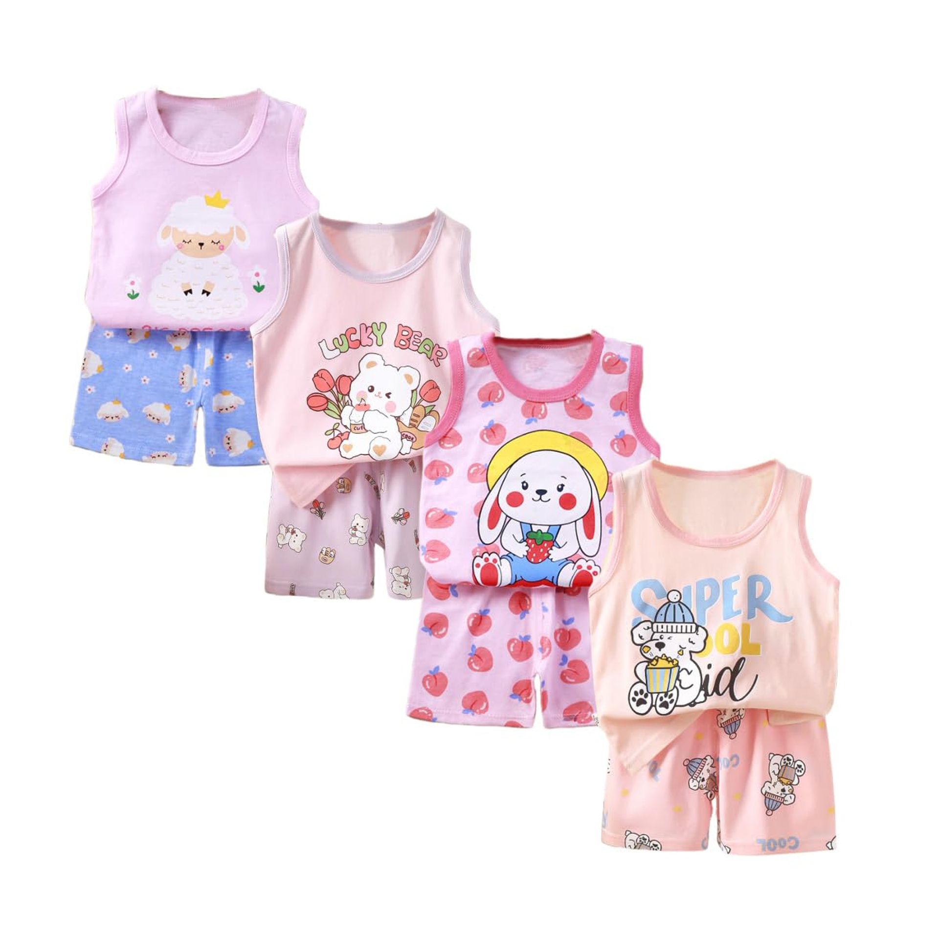 8 Pack Baby Girls Cotton Sleeveless Vests & Tank Tops Set – Soft, Breathable Undershirts for Ages 3-9 Months