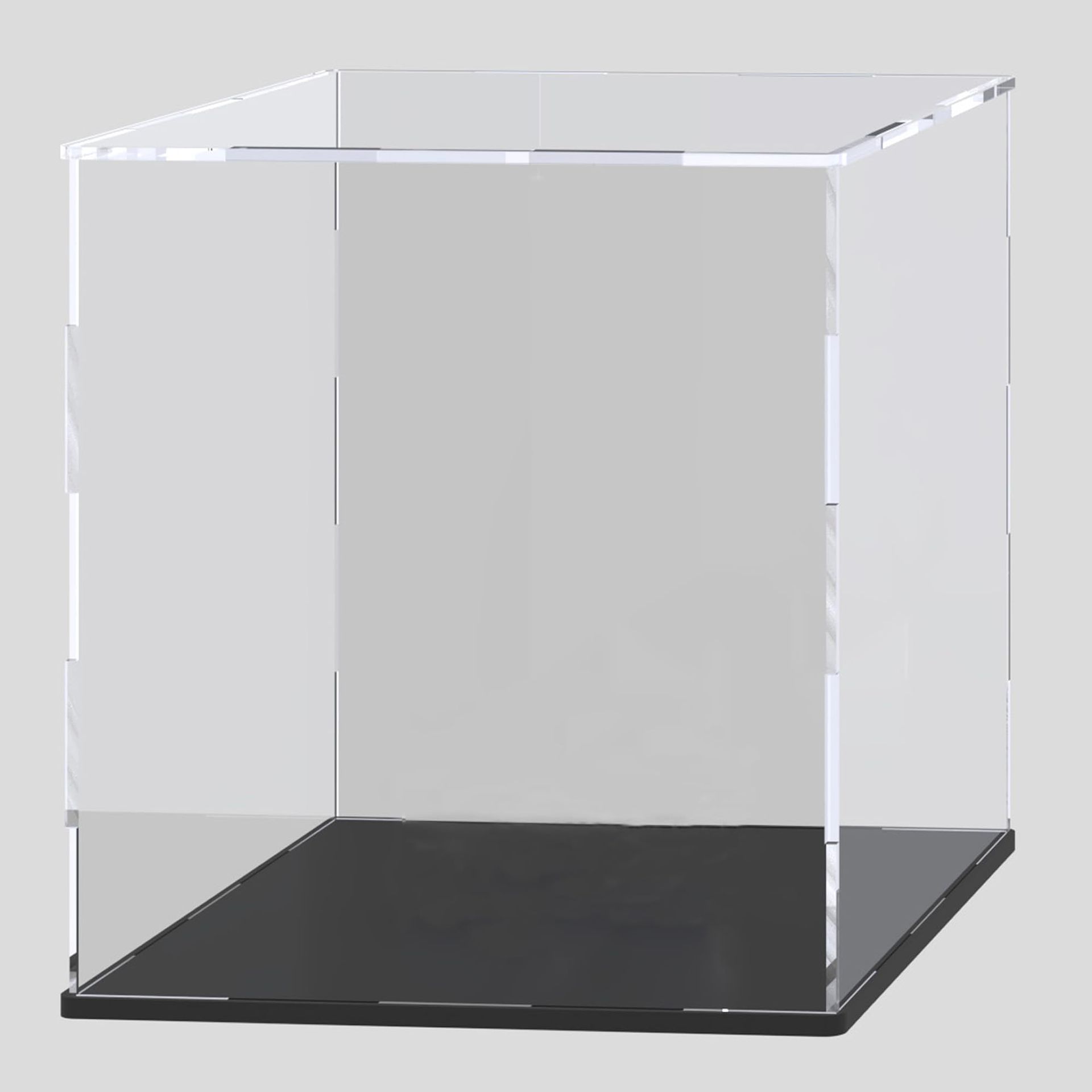 Acrylic Display Case for Miniature Dollhouses - 10x8x9 Inch, Black Base & Clear Box