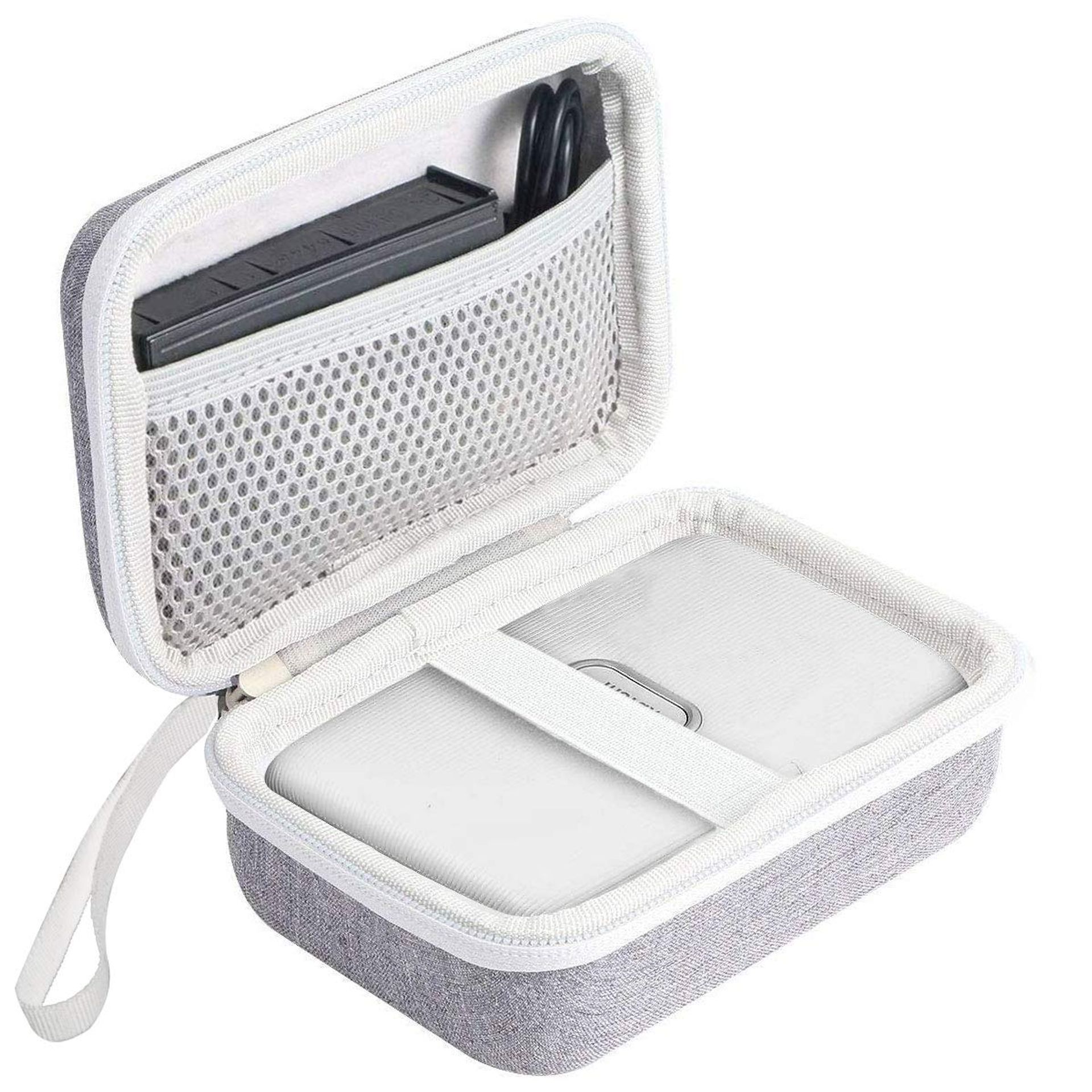 Hard Carry Case for Fujifilm Instax Mini Link Smartphone Printer EVA Protective Travel Bag - Ash White Fits Mini