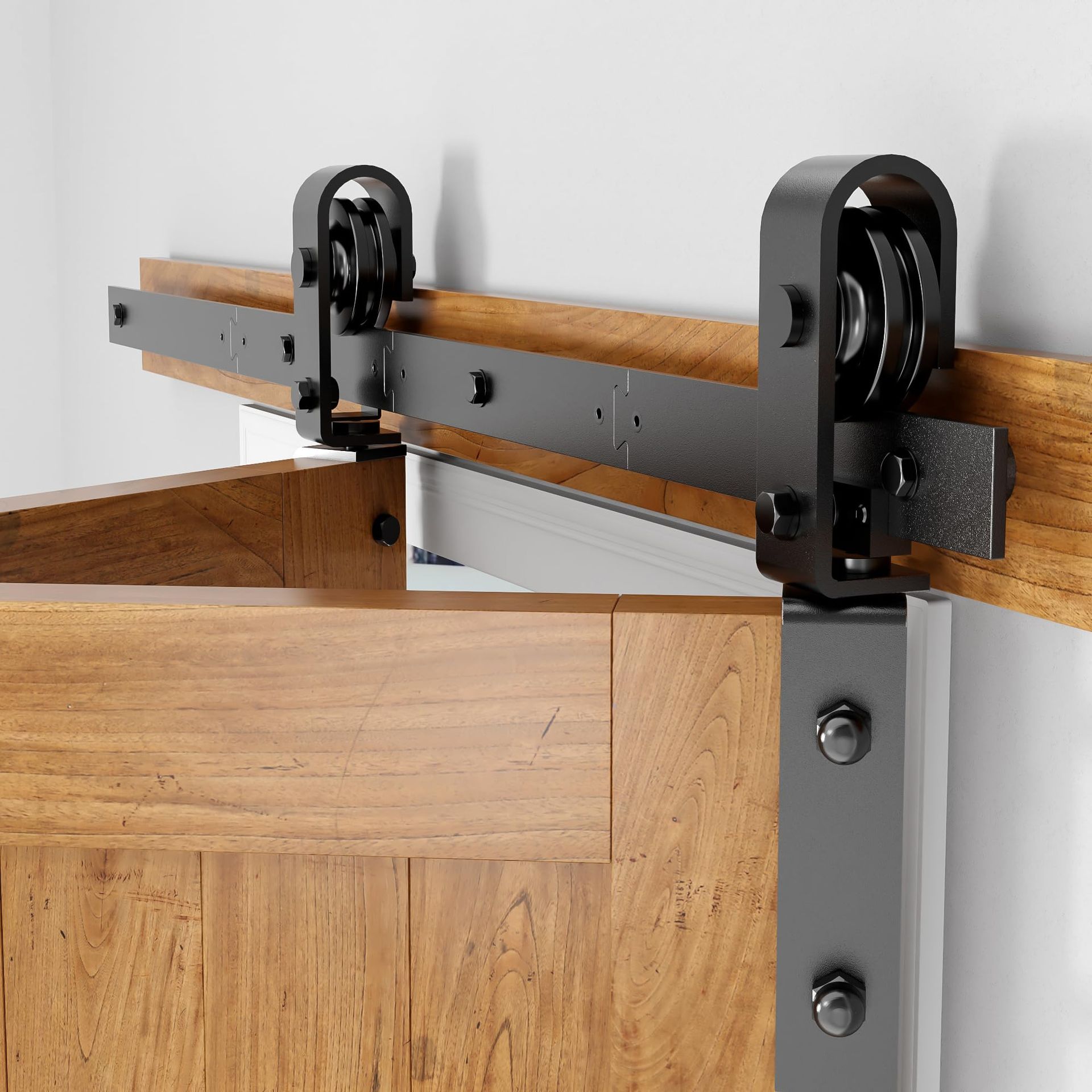 36" Bifold Sliding Barn Door Hardware Kit for Double Closet Doors - Heavy Duty Steel Track, Smooth Quiet Rollers, Easy Install, Black