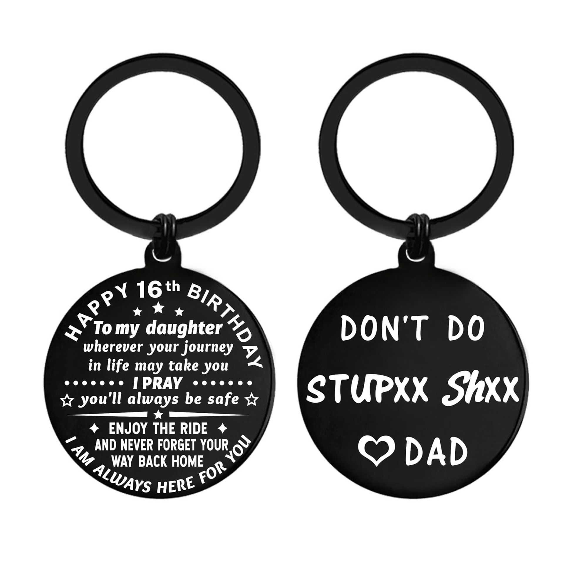 16th Birthday Keyring Gift for Daughter from Dad - Elegant Keepsake for Her Special Day