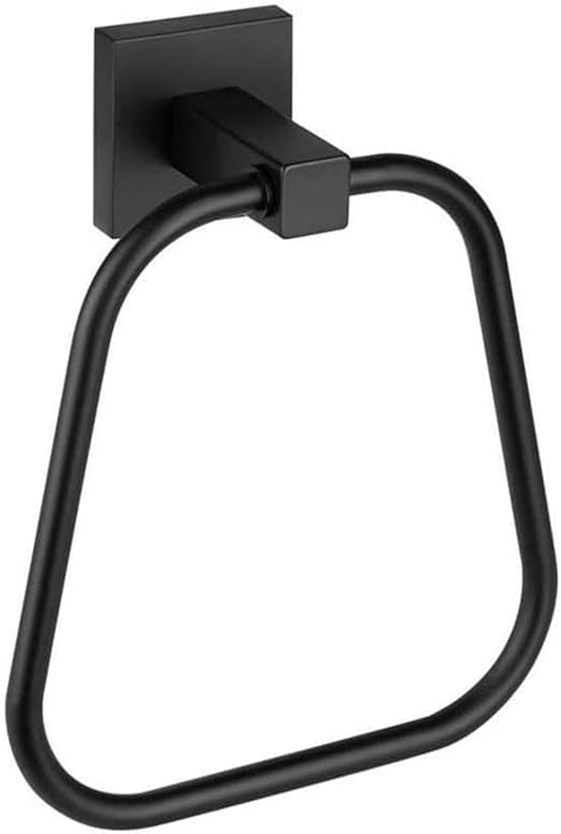 Matte Black Rectangular Towel Ring, Wall Mount Hand Towel Holder - Heavy Duty Steel