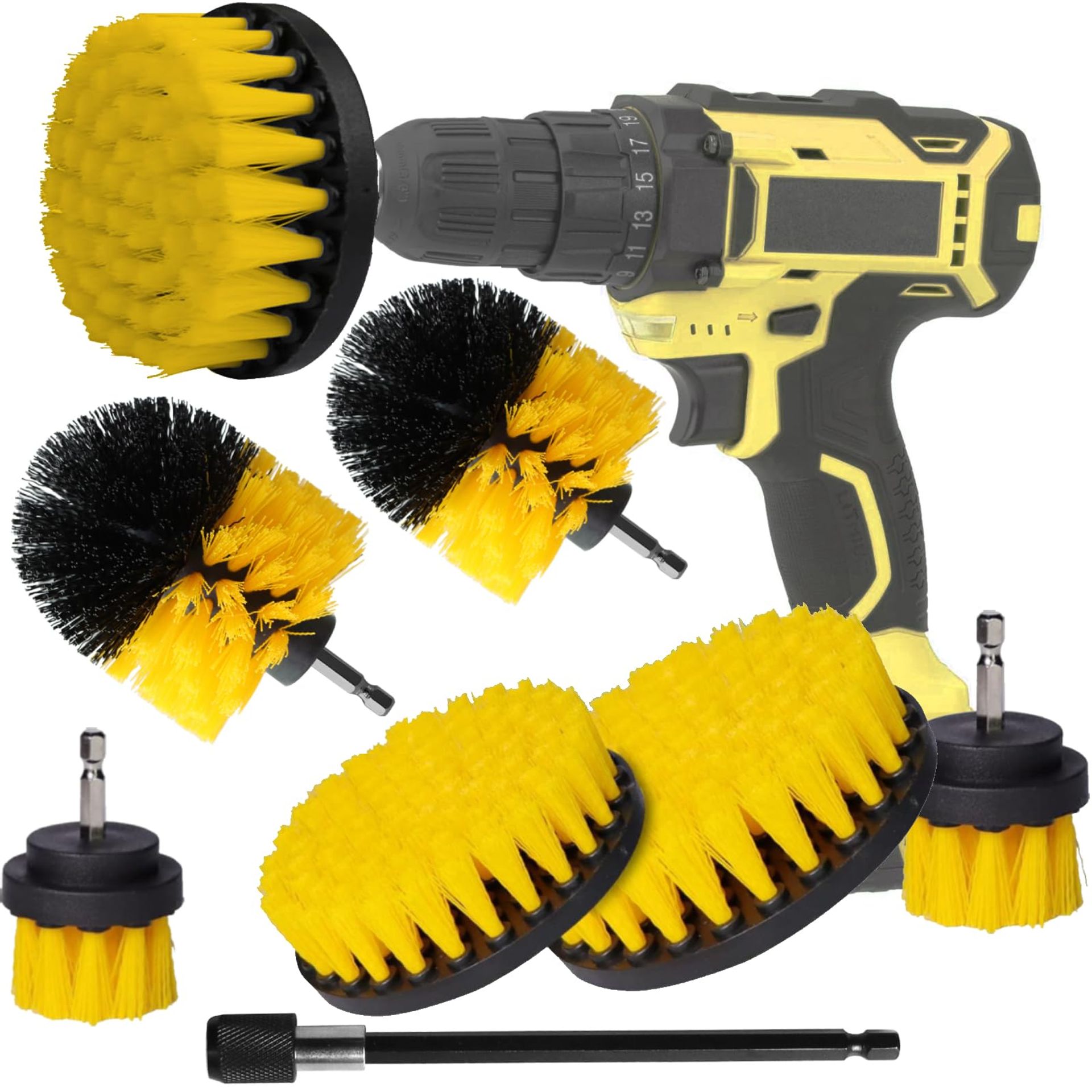 18pcs Drill Brush Attachment Set - Power Scrubber for Grout, Floor, Tile & More