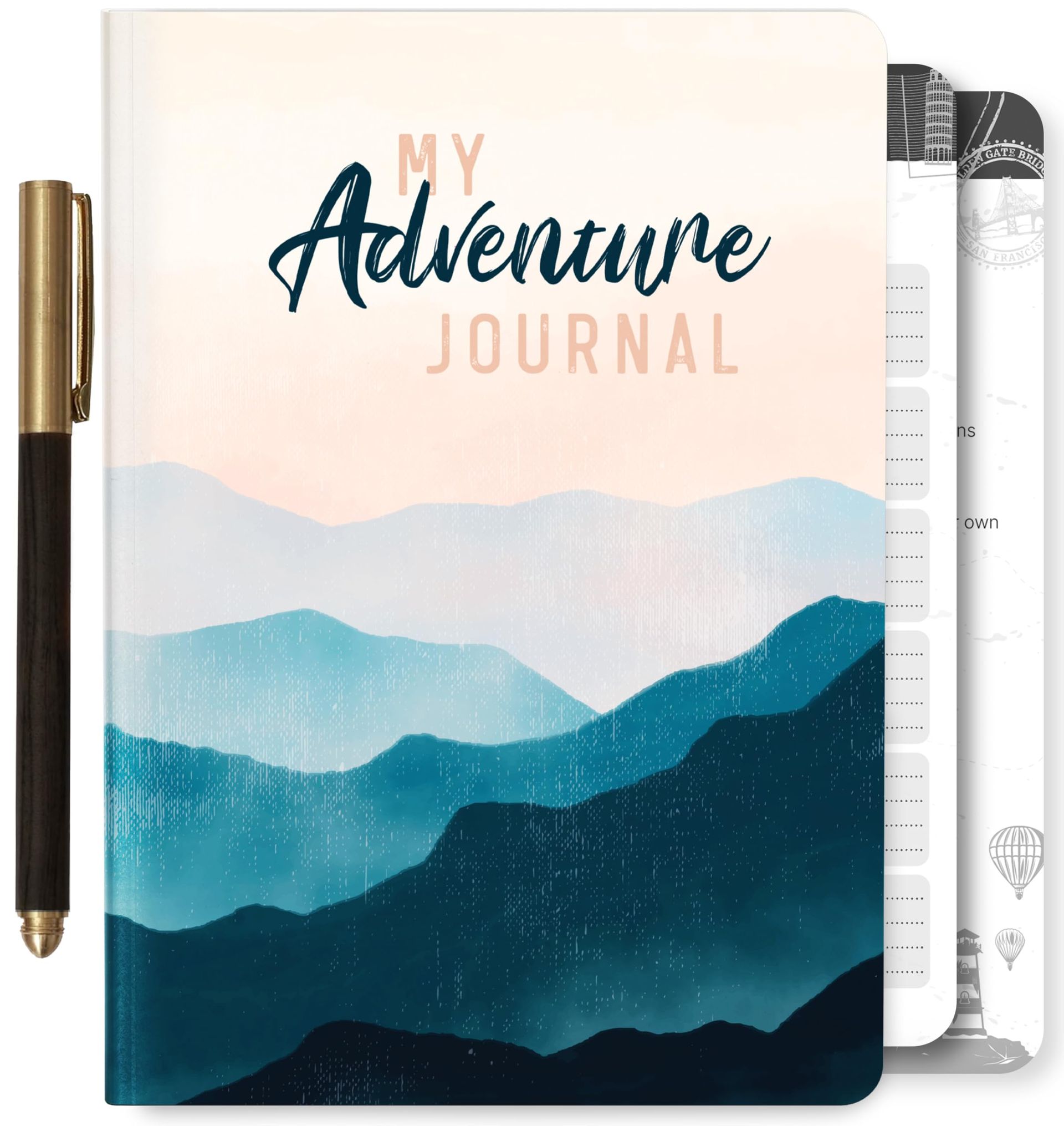 3-in-1 Travel Journal for Women with Prompts Scrapbook & Bucket List Planner - Women's Blue Mountains