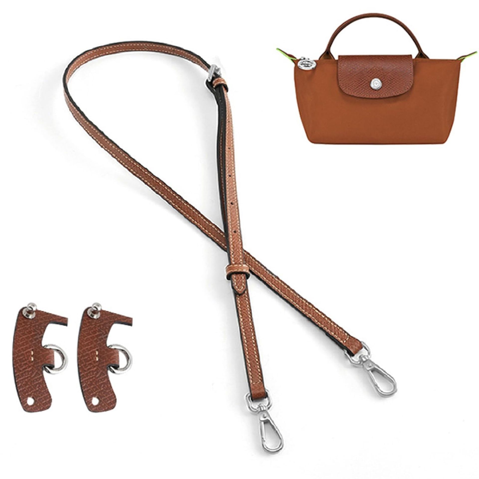 Adjustable Leather Handbag Strap - No-Punch Design, Brown Gold, Transform Your Bag Effortlessly