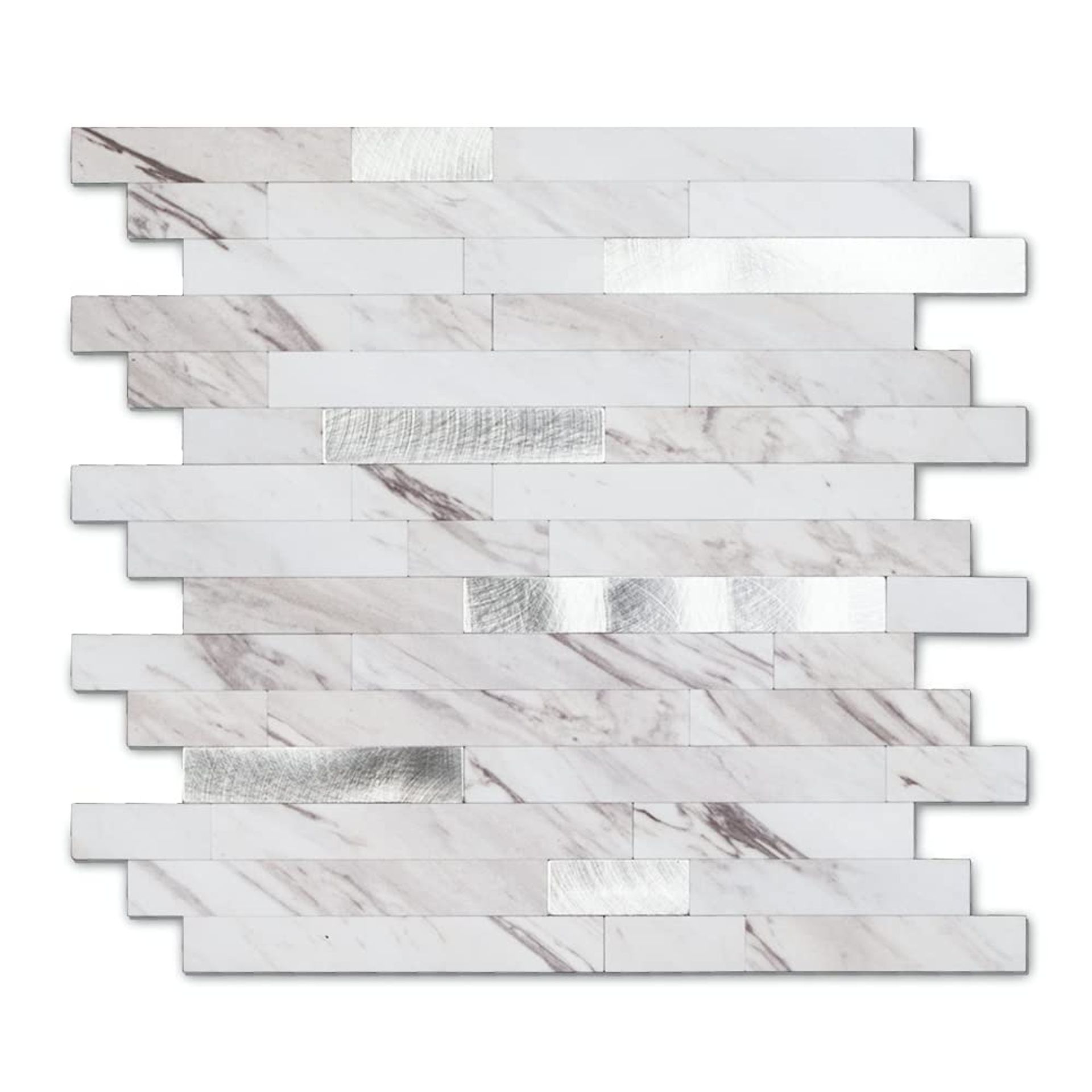 Peel and Stick Backsplash Wall Tiles 20-Sheet PVC Kitchen Splashback Panels - Carla With Gold 20 Sheets