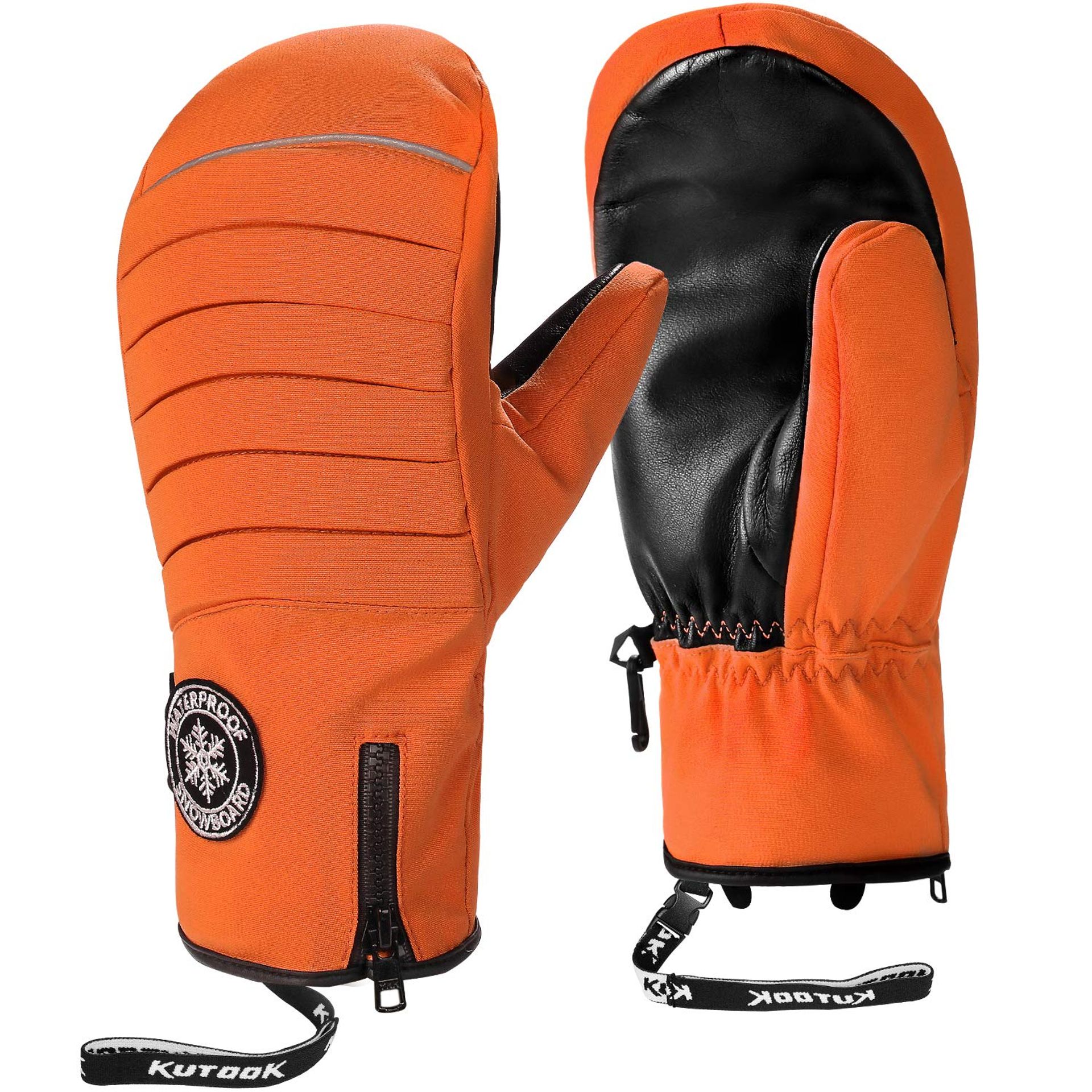 Men's Thermal Ski Gloves Waterproof Snowboard Mittens Winter Insulated - Orange XL