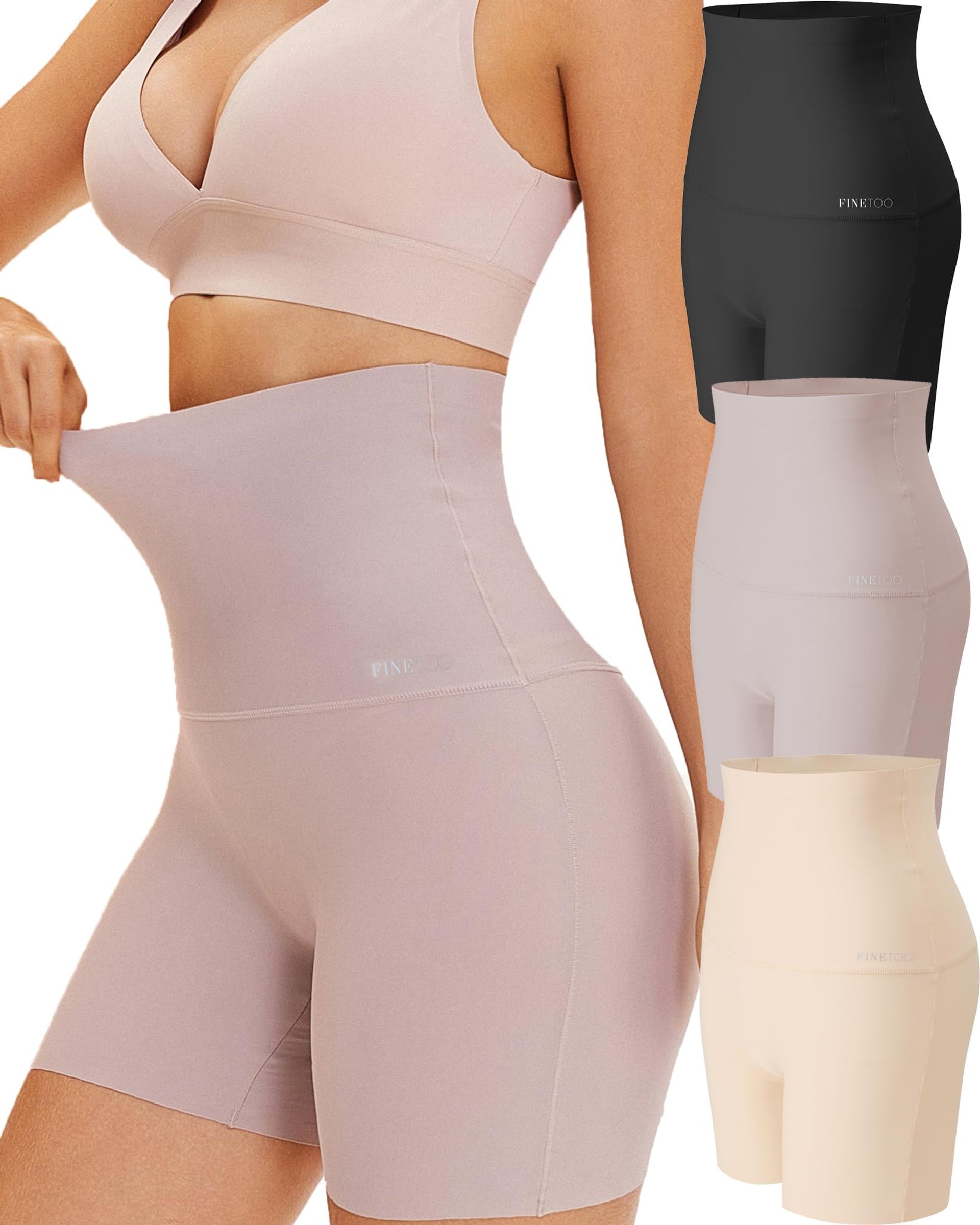 Women's High Waist Seamless Shapewear Tummy Control Bodice Shorts Pack of 3 - A-3er S