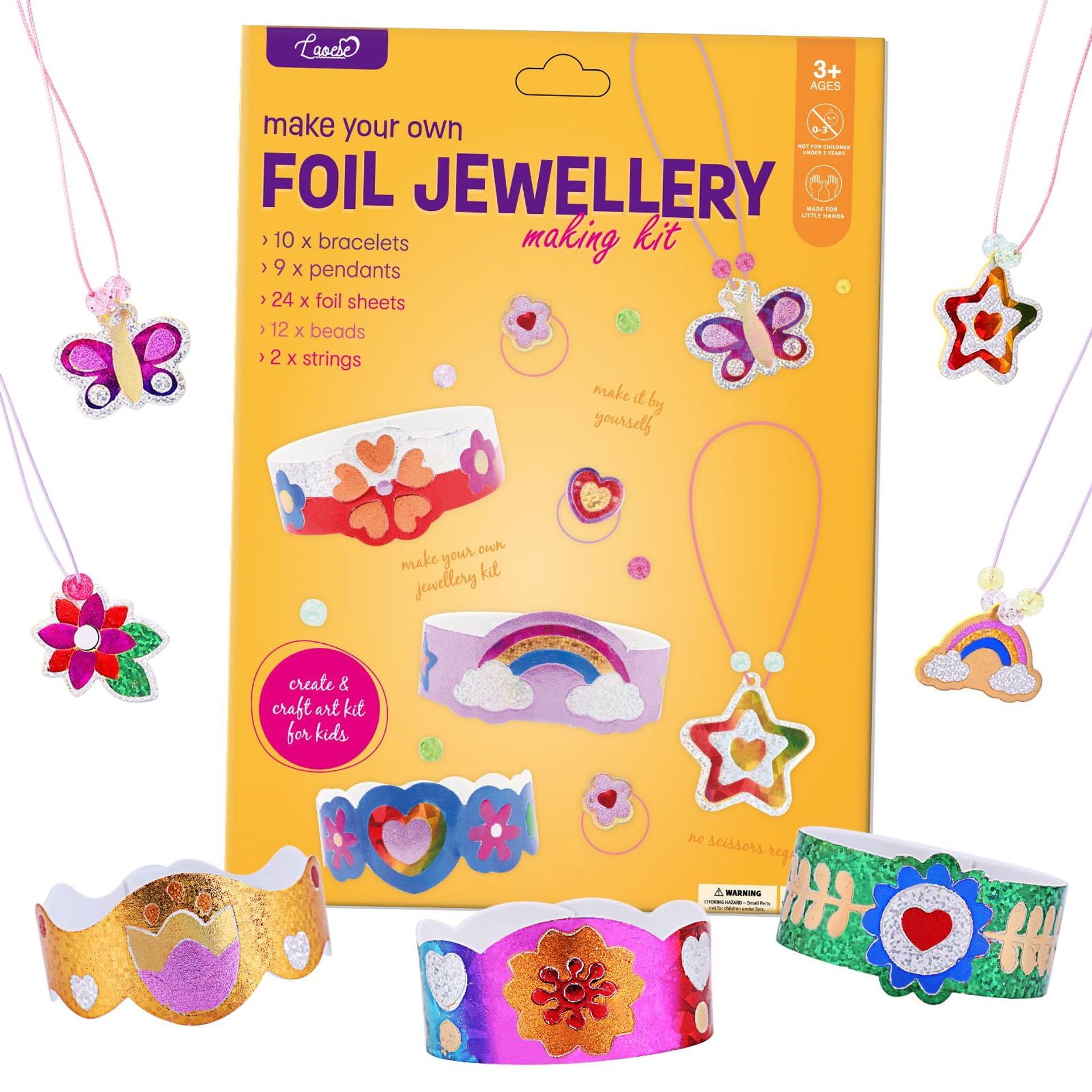 Foil Art Craft Kit for Kids - Mess-Free Jewellery Making Kit for Girls Ages 4-9
