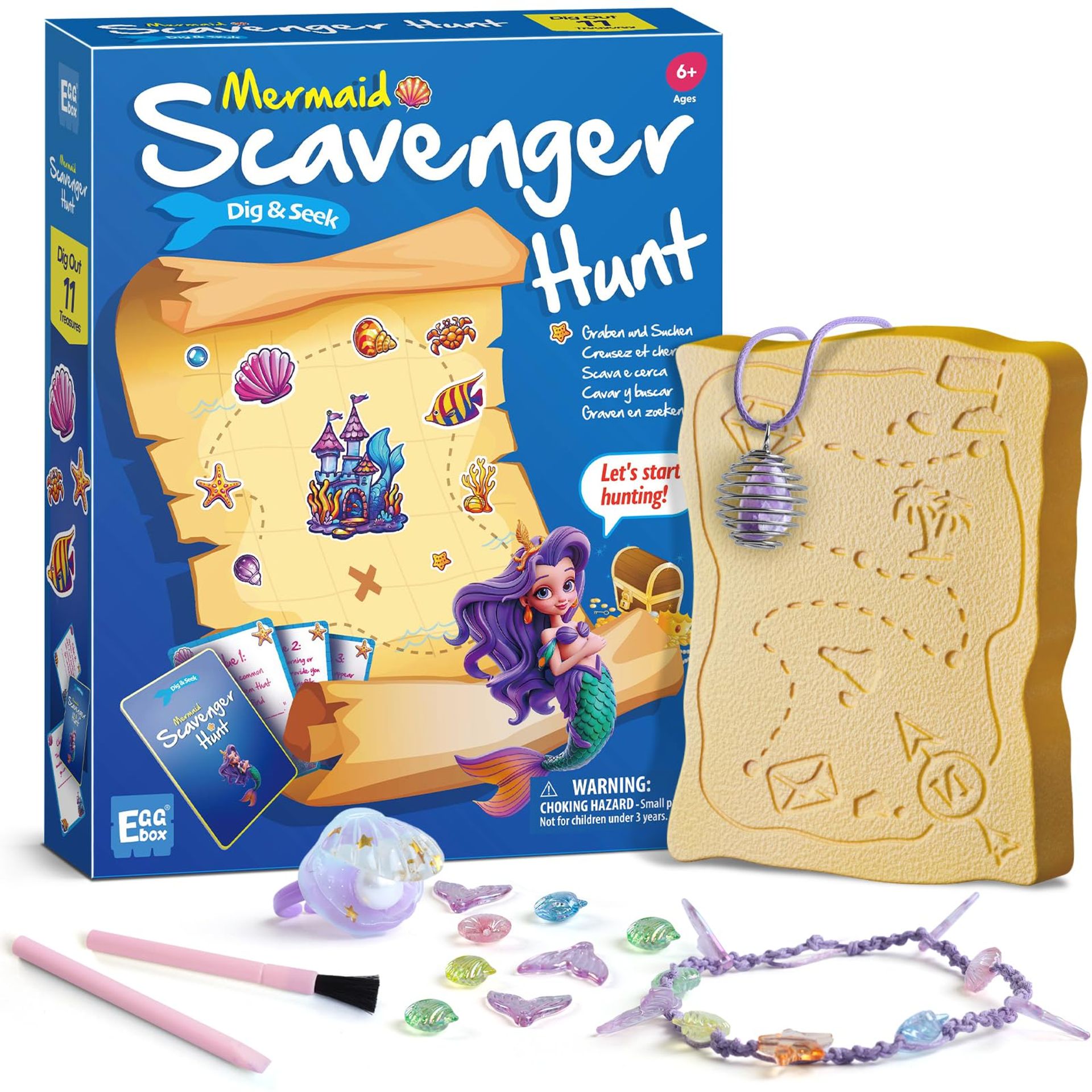 Mermaid Toys Dig Kit - Discover Mermaid & Charms, Create Jewellery - Fun Game for Girls Ages 6-12