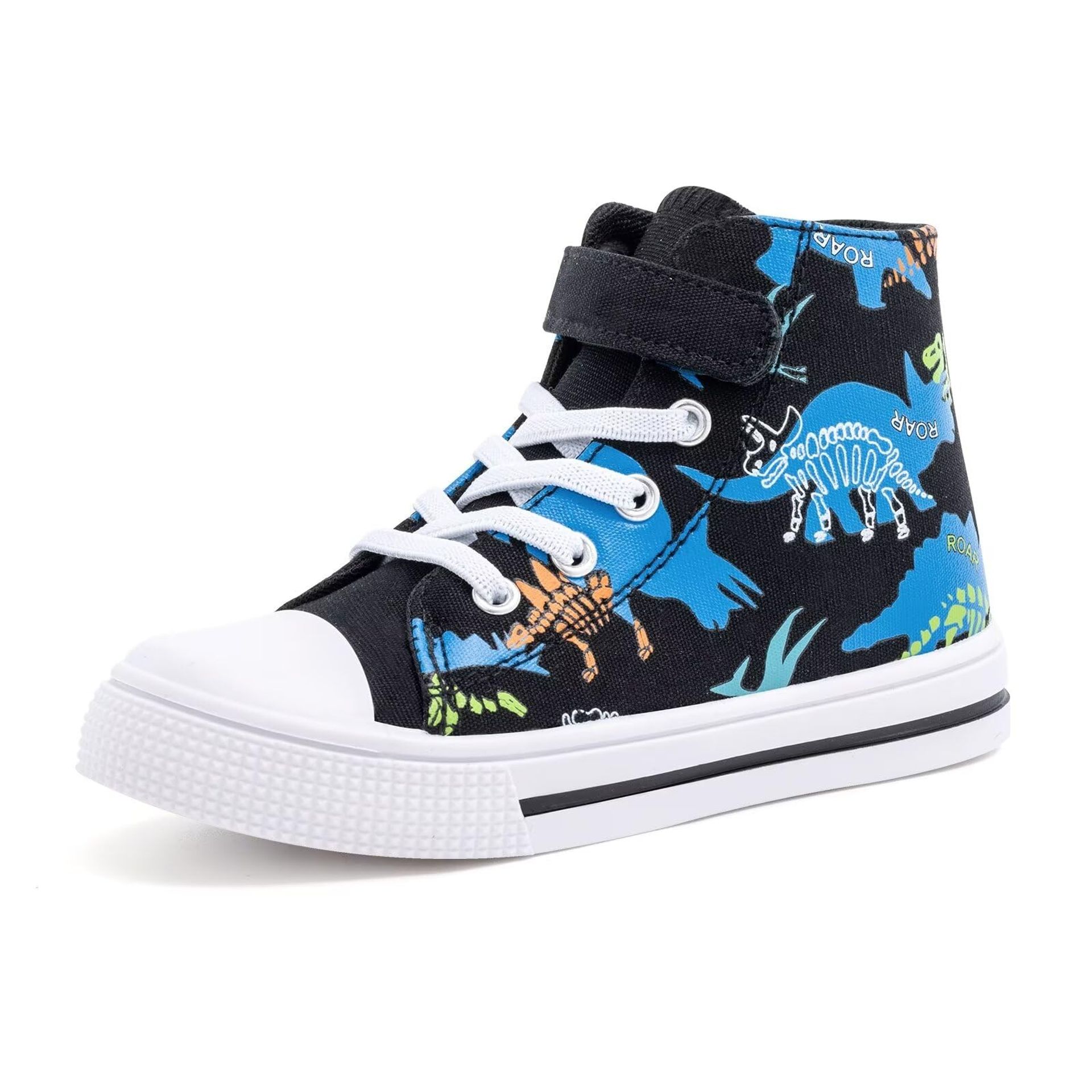 Unisex Kids High Top Canvas Trainers - Easy Fasten Sneakers for Boys & Girls Size 9