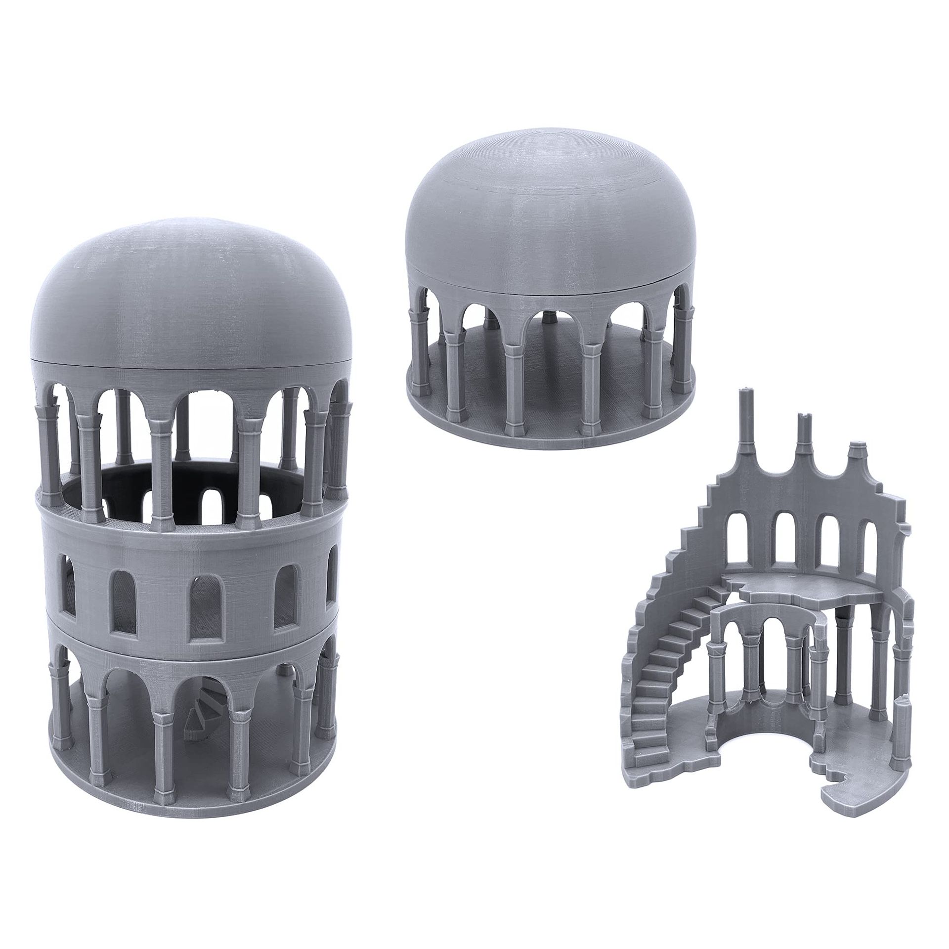 3D Printed Greek Ruined Buildings Terrain Set for 28mm Tabletop Wargames - Grey LE