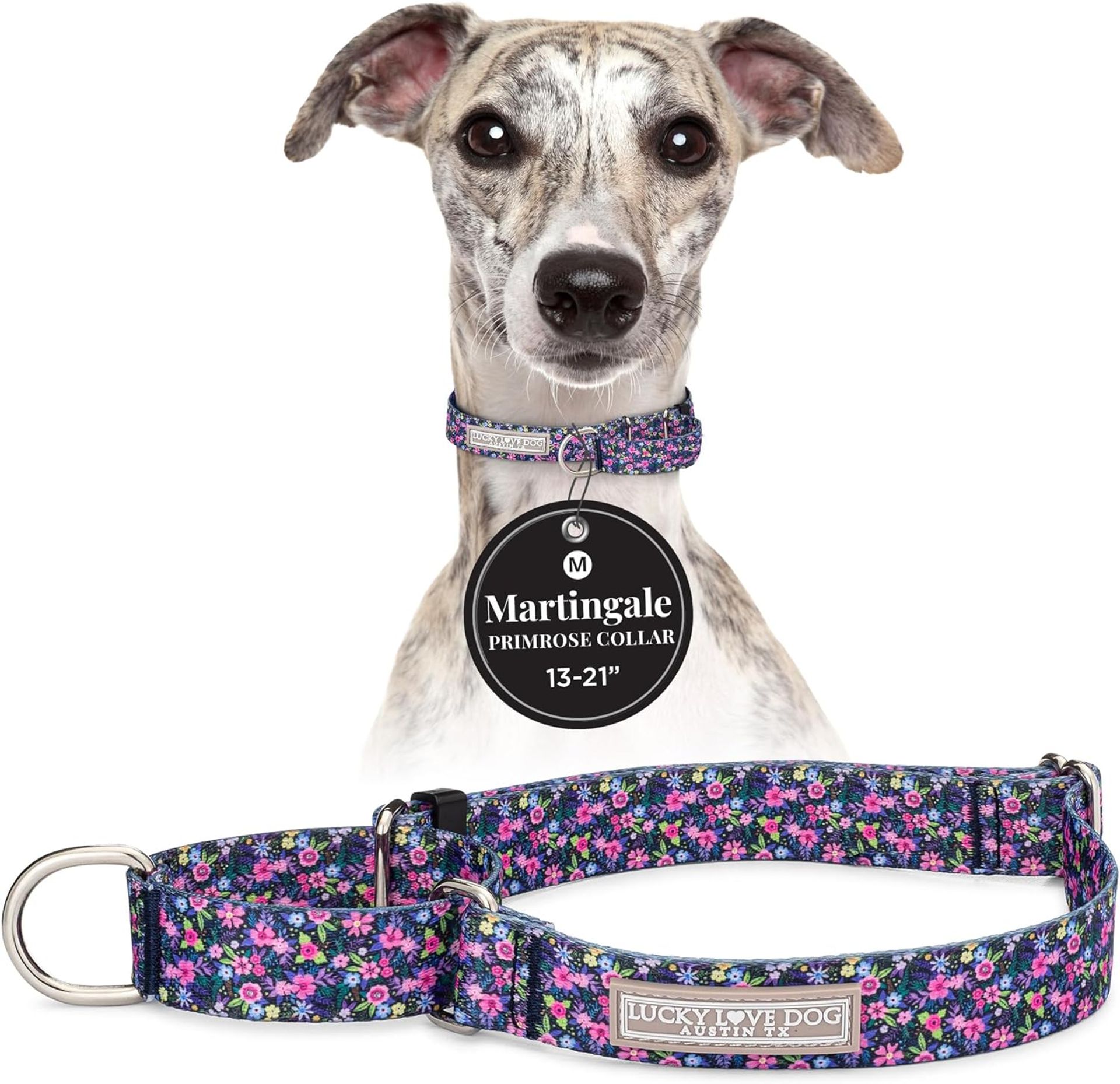Adjustable Medium Dog Collar with Primrose Pattern – Comfortable & Durable Nylon for Daily Walks