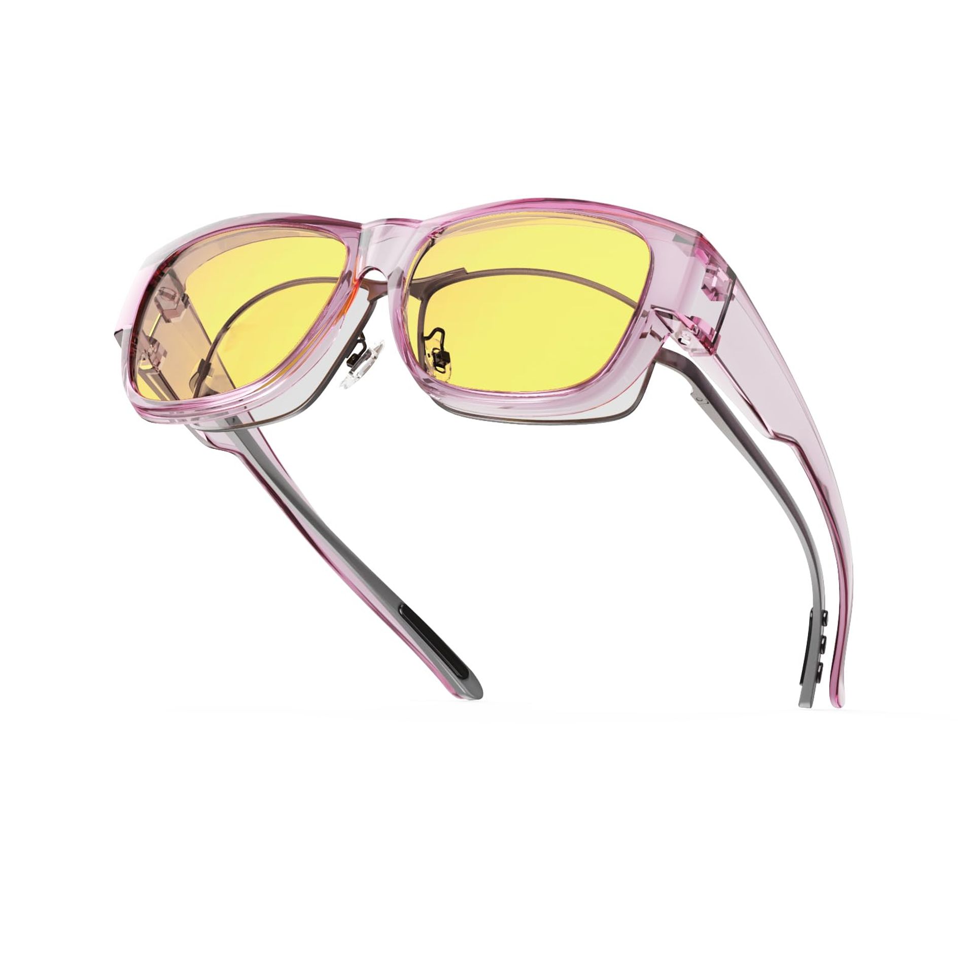 Night Driving Glasses Over Prescription Eyewear Anti-Glare UV Protection - Purple Crystal M-59*45mm