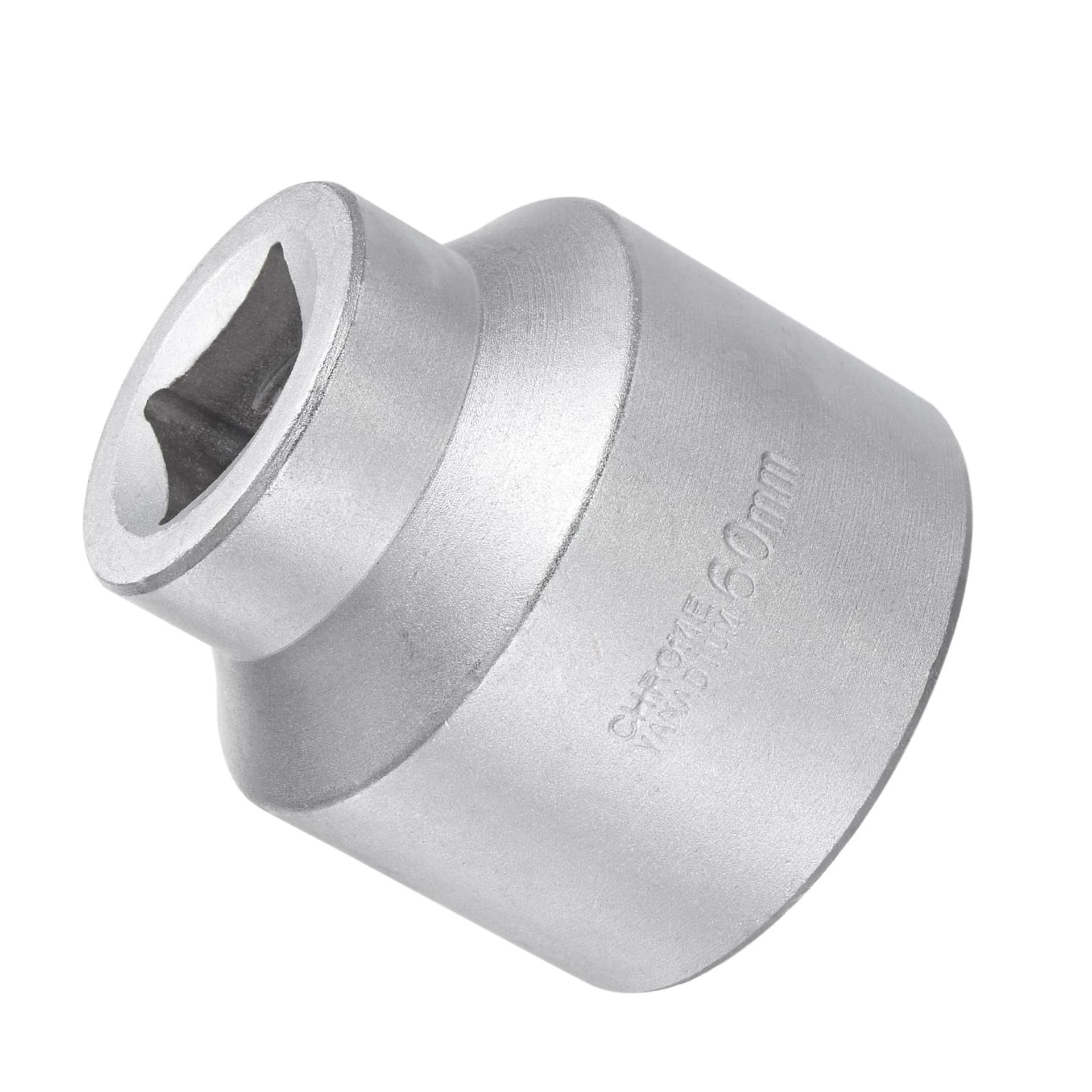 12-Point Impact Socket 1-Inch Drive Heavy Duty Radiused Corner Design for Wrenches and Repairs - Silver 60mm