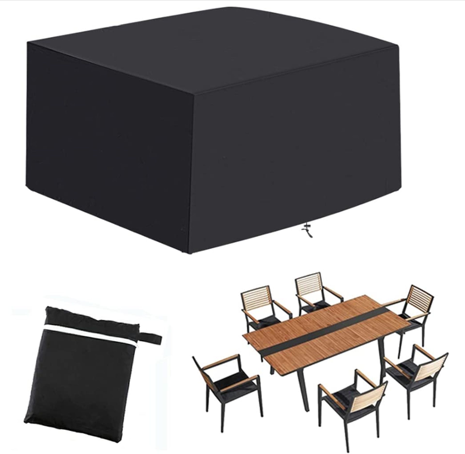 Waterproof Outdoor Furniture Cover, Windproof Garden Table & Chair Protector, Heavy Duty Dustproof Patio Set Cover - Black 98x98x35in