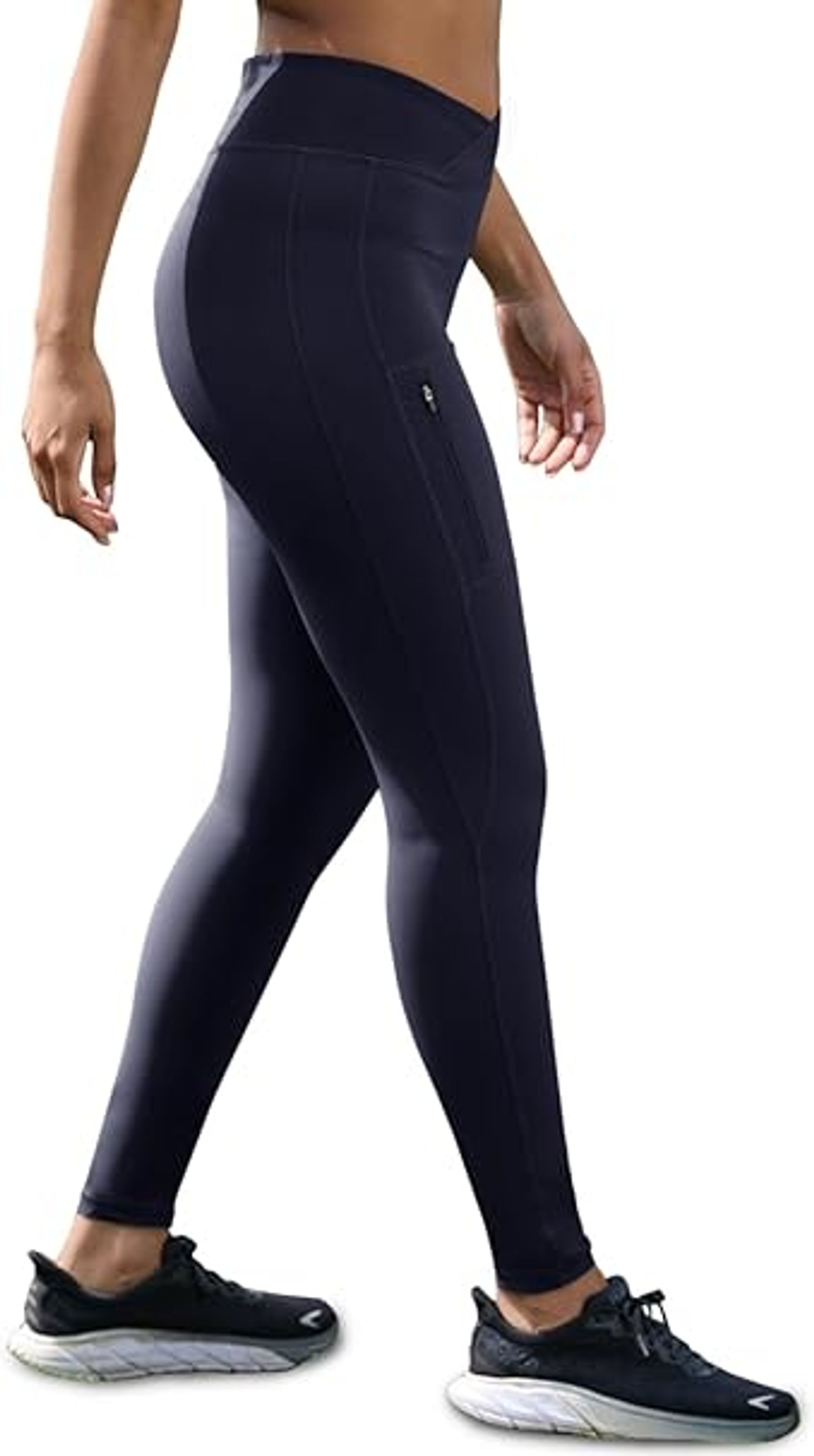 Women's Butterluxe Cross Waist Workout Leggings with V High Waist, Soft Yoga & Gym Trousers - Blue Medium