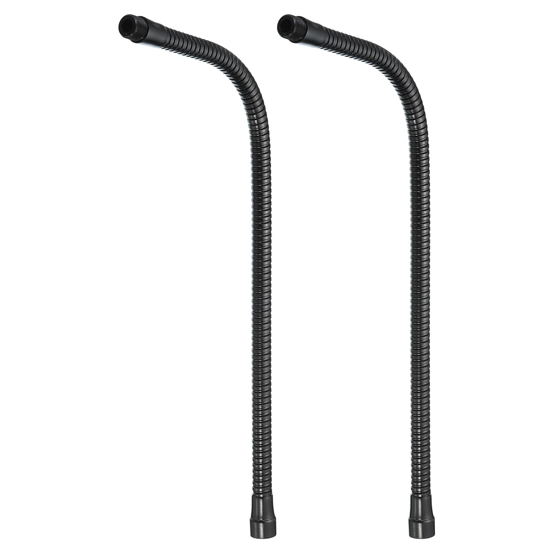 19" Flexible Microphone Gooseneck Tube, 2 Pack 5/8" Thread Steel Extension Arm for Stands, Holders & DIY Projects - Black