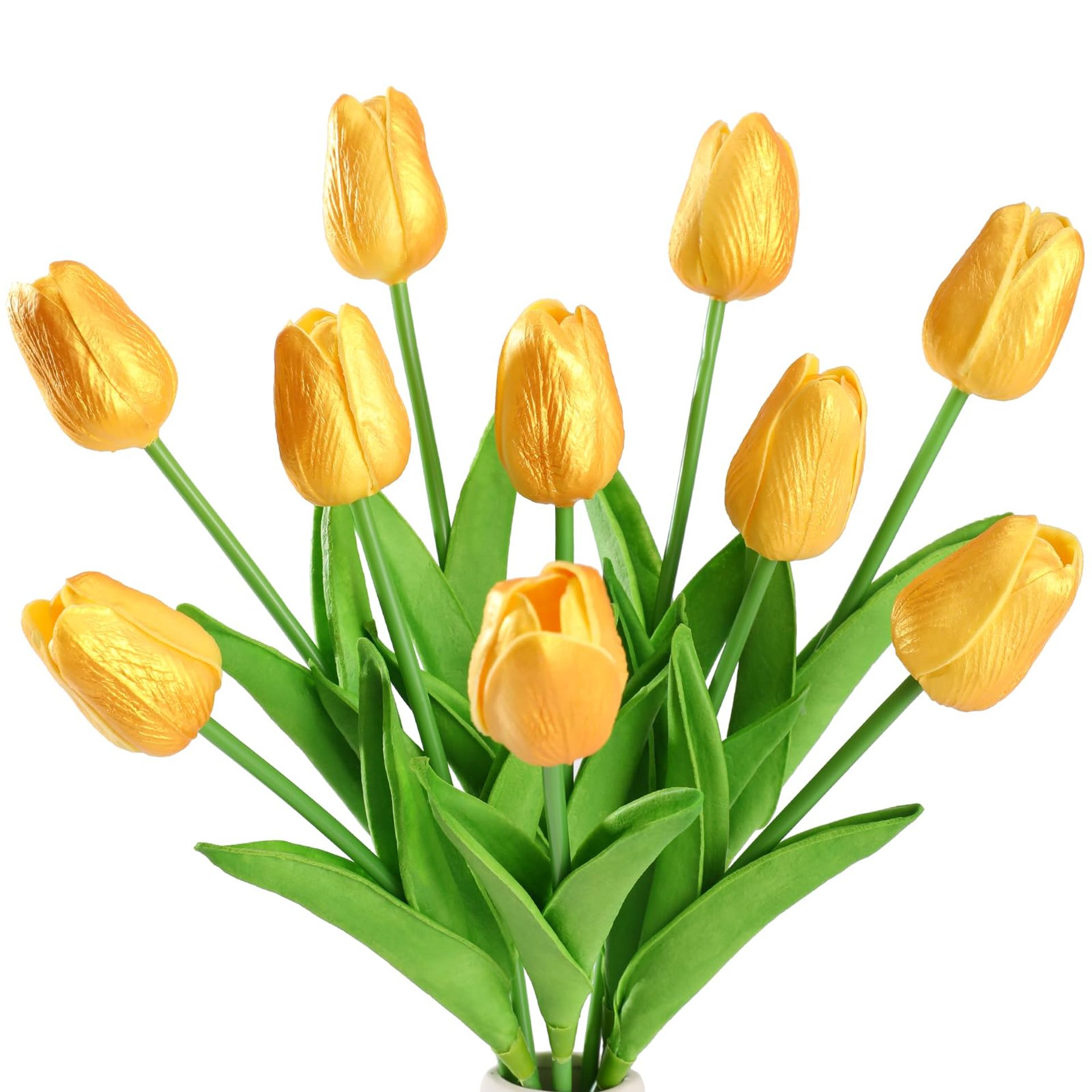 Artificial Tulip Flowers Real Touch Latex 20 Piece Bouquet for Wedding, Home & Garden Décor - Dirty Orange 20PCS - Valentines