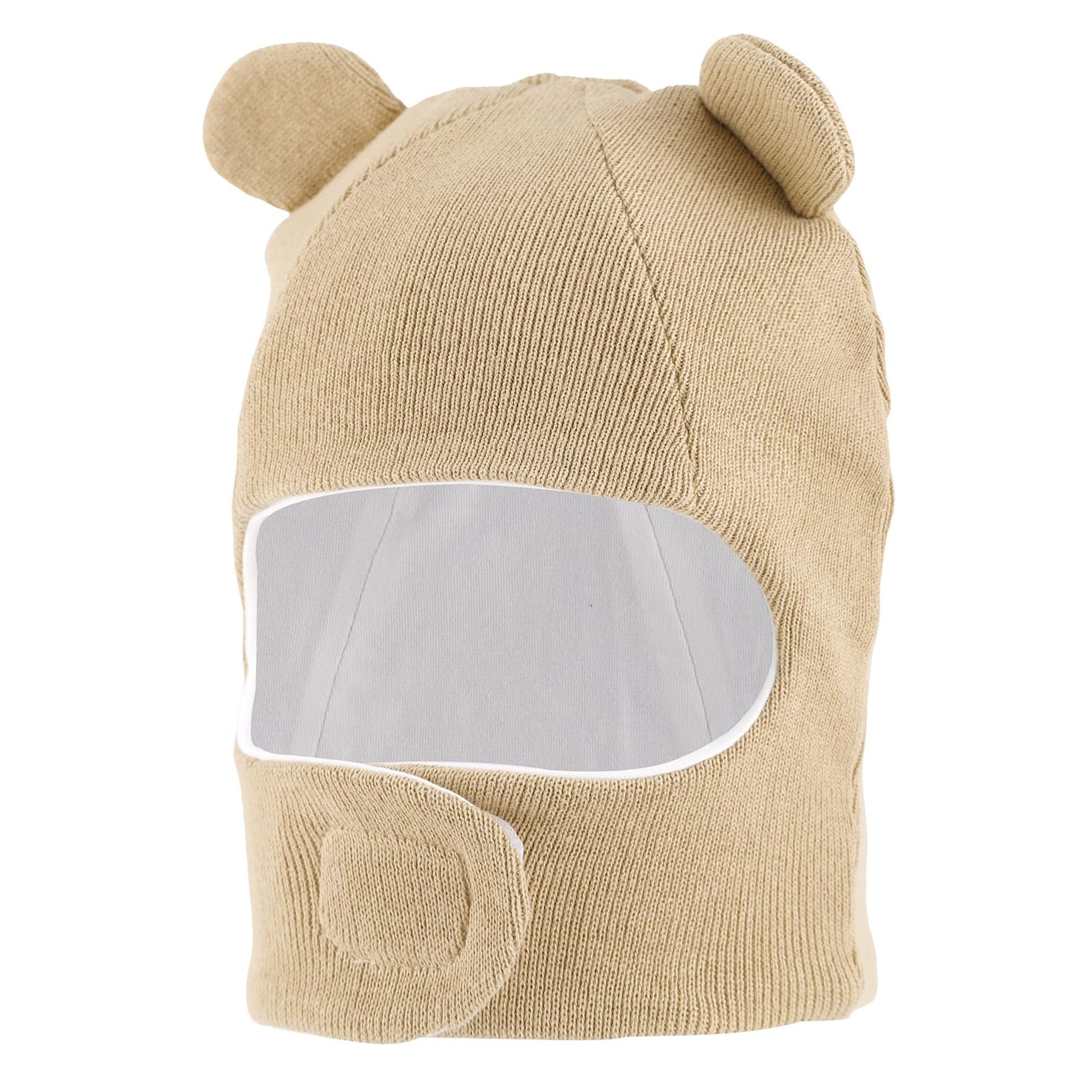 LACOFIA Khaki Baby Winter Hat & Scarf Set with Ears, 2-4 Years, Windproof & Cozy