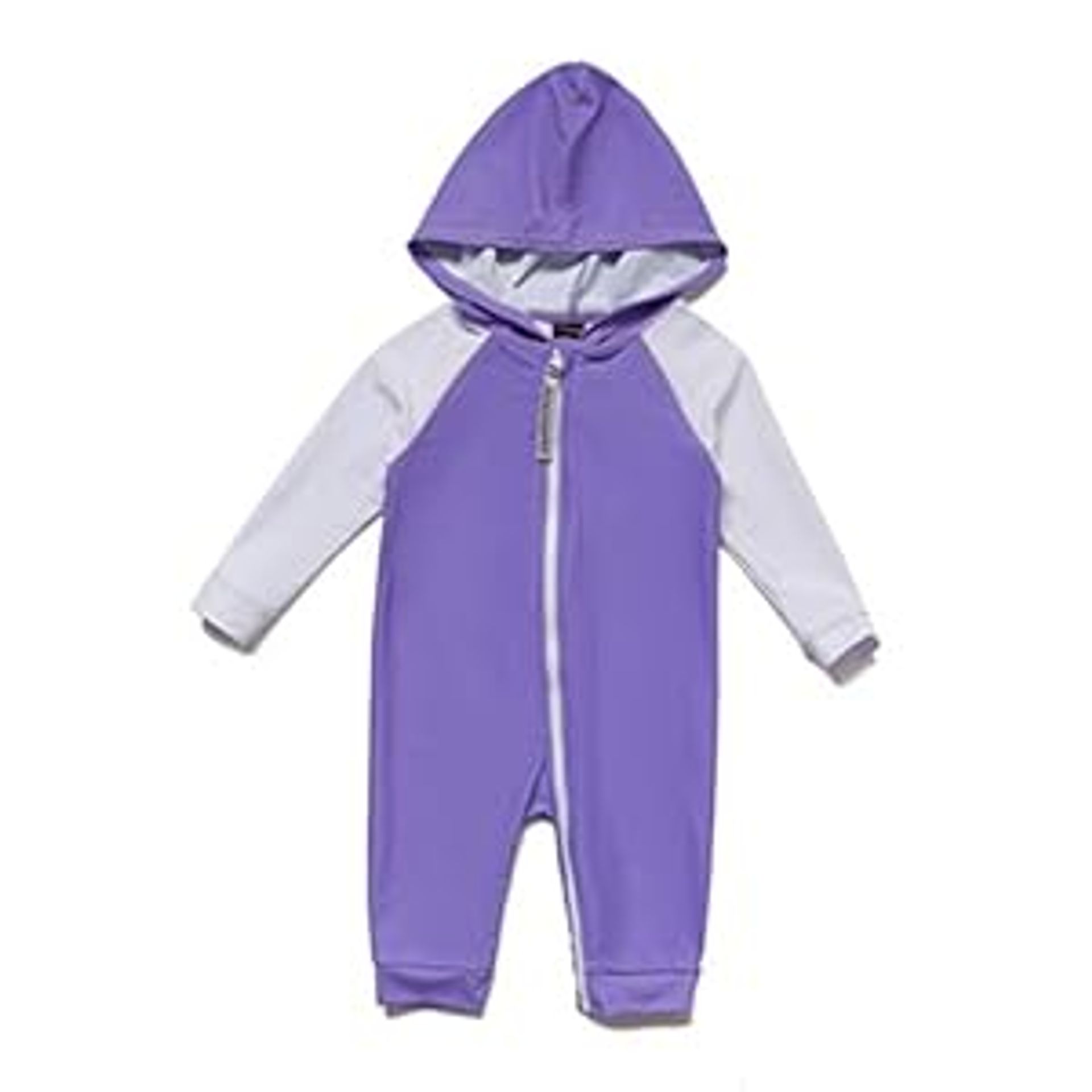 Baby Boy Hooded Swimsuit UPF50+ Sun Protection with Full Zipper – 3-6 Months Purple