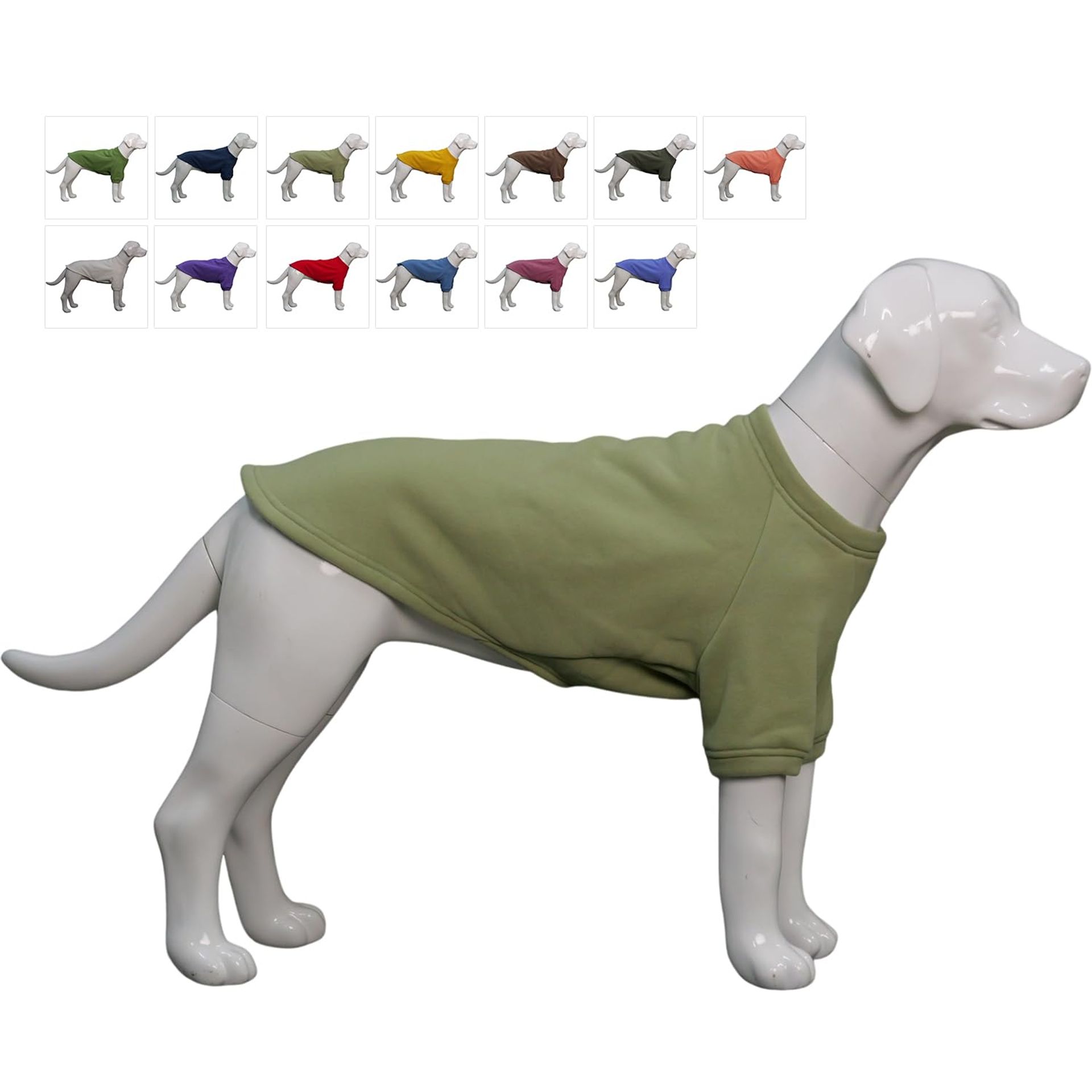 Dog Sweatshirt Hoodie Pullover for Cold Weather, Fleece Lined T-Shirt for Small to Large Dogs - Grass-Green 4XL