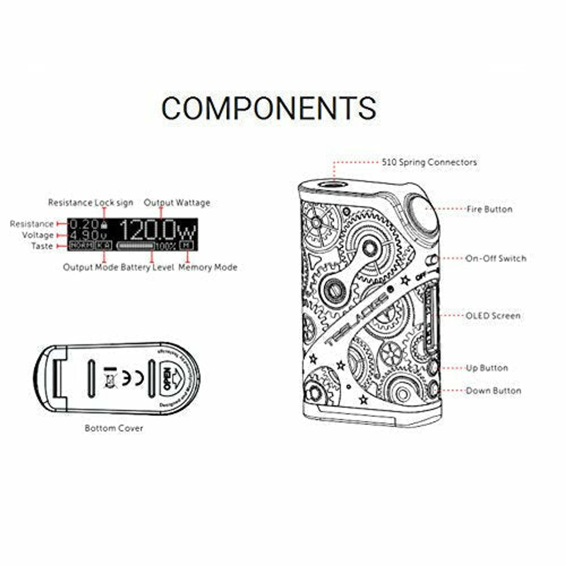 what is tcr vape Teslacig Nano 120W Vapour E Cigarette Vape Mod Box Kit KA/TC/TCR Mode No