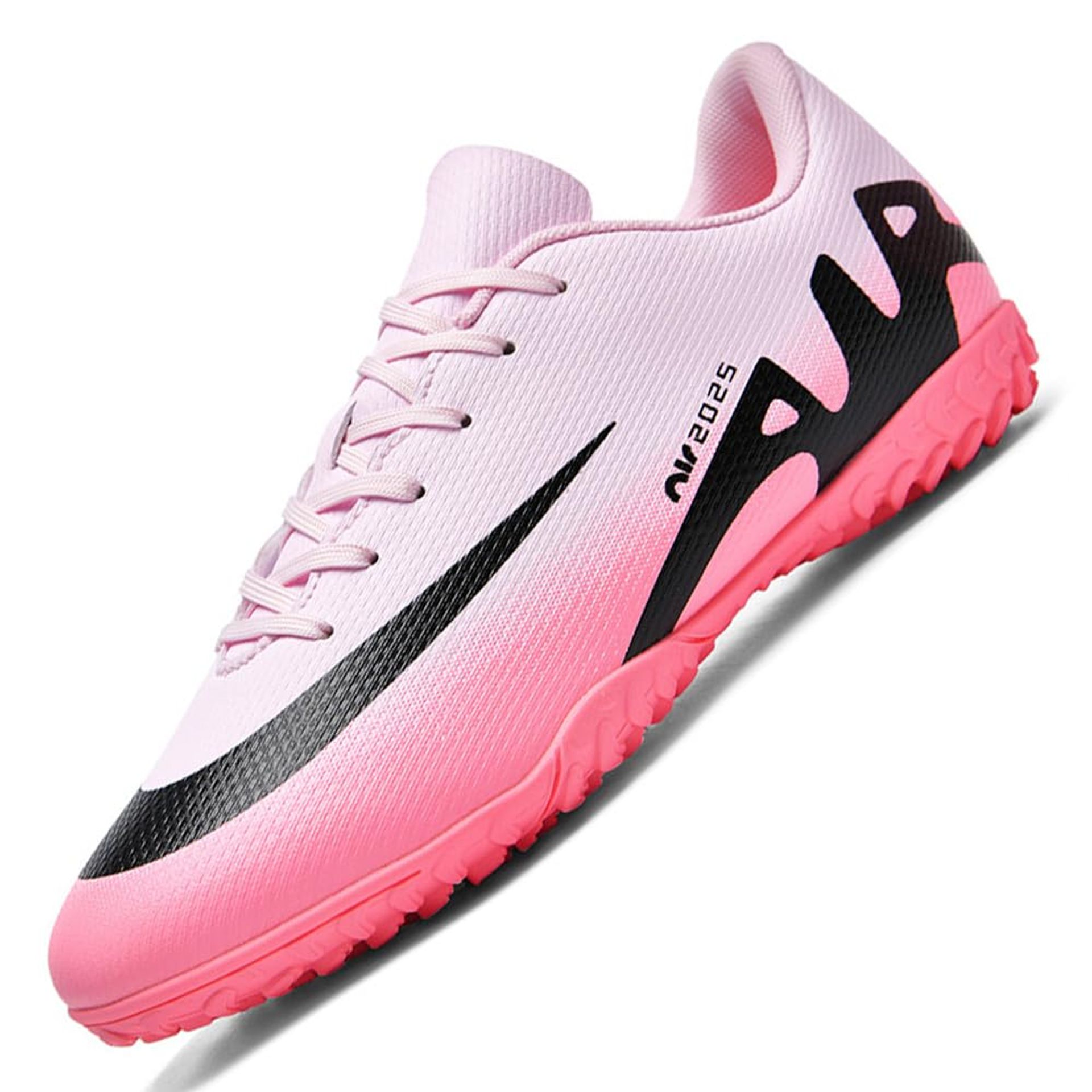 Kids Football Boots Girls Boys Soccer Training Shoes Non-Slip Indoor Outdoor Sneakers - Pink UK 2