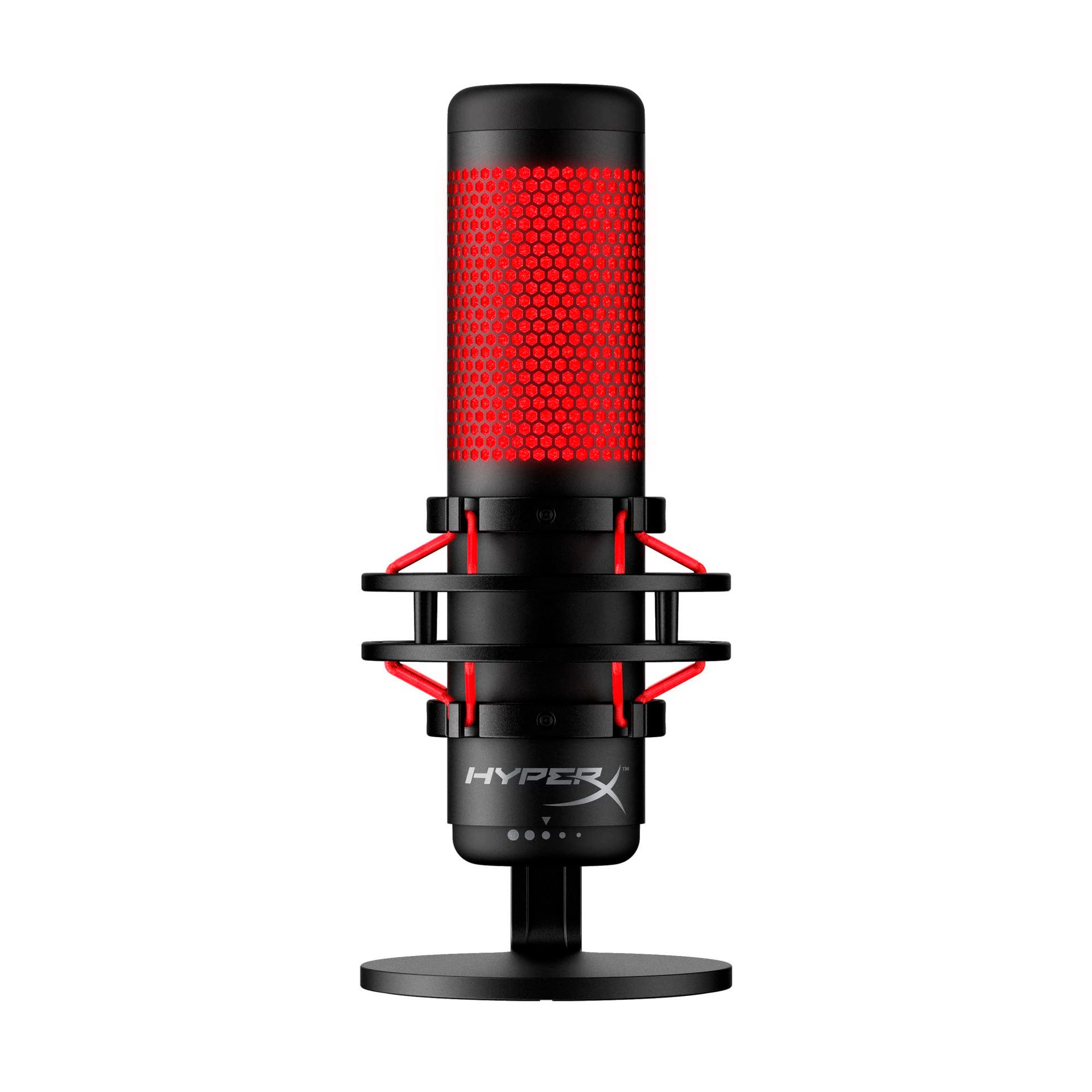 HyperX QuadCast USB Condenser Microphone with Anti-Vibration Shock Mount and RGB Lighting - Black 4P5P6AA